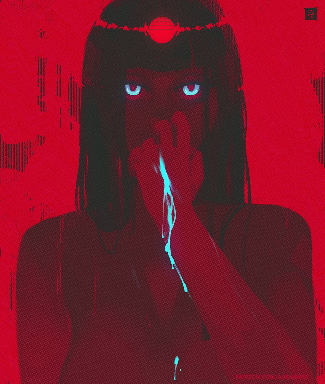Artwork of a woman with glowing eyes HD Wallpaper