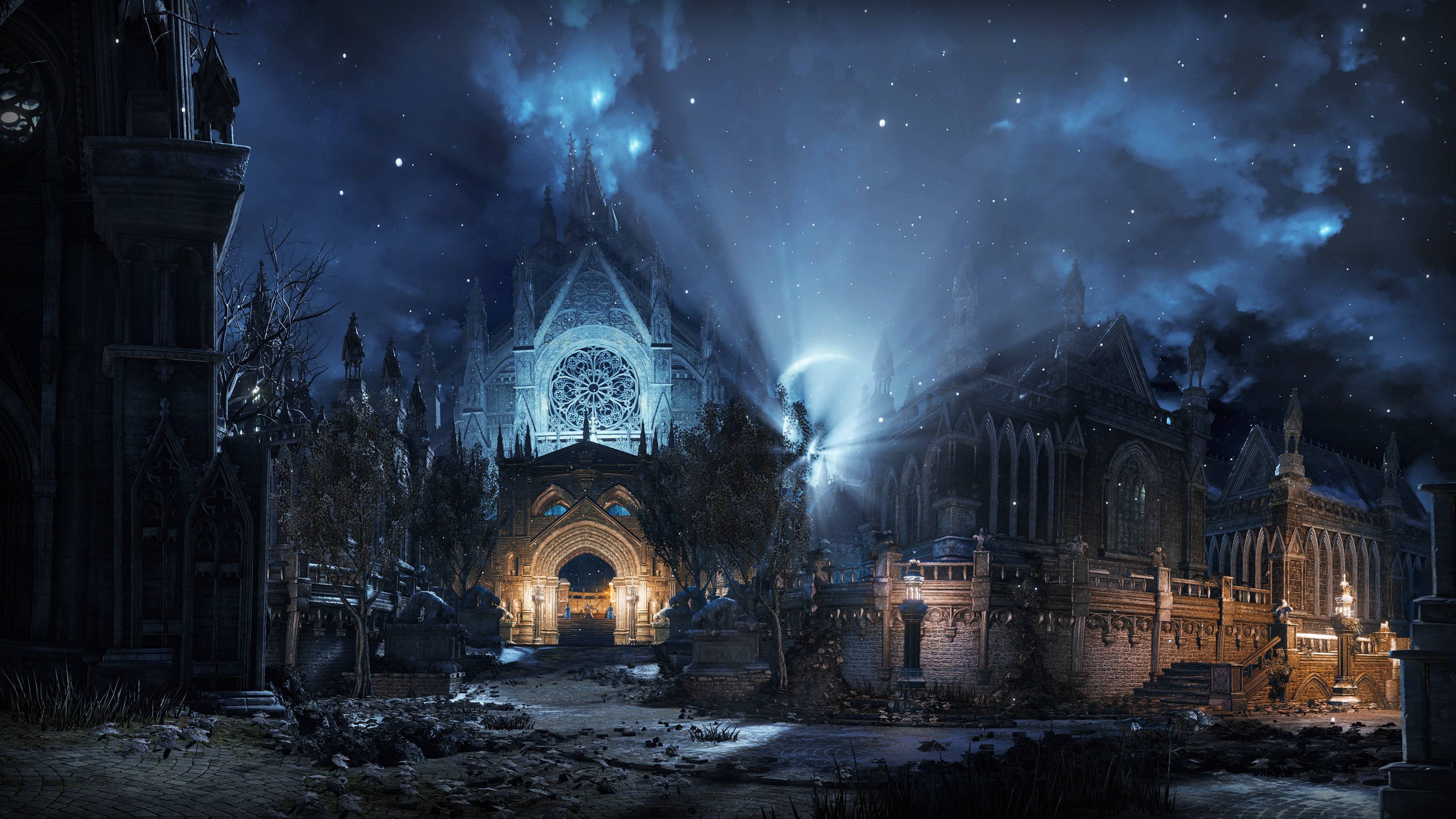 Dark Souls III Cathedral at Night HD Wallpaper