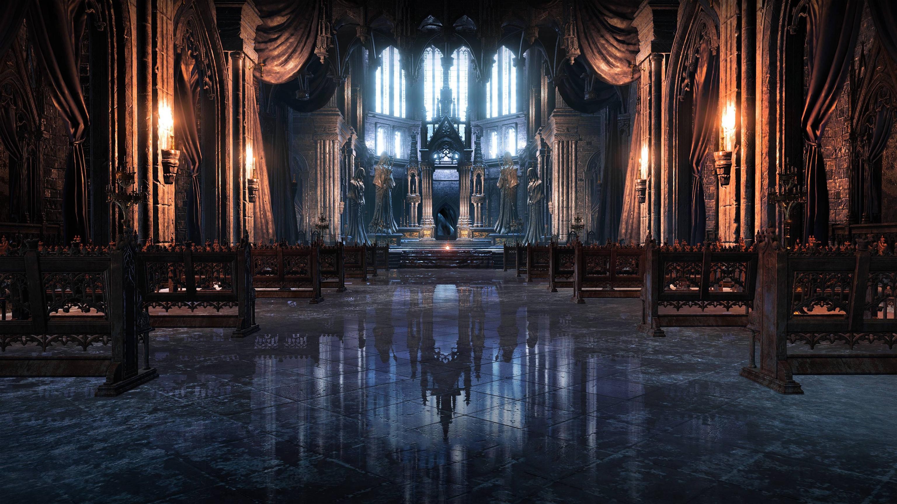 Dark Souls III Cathedral Interior HD Wallpaper
