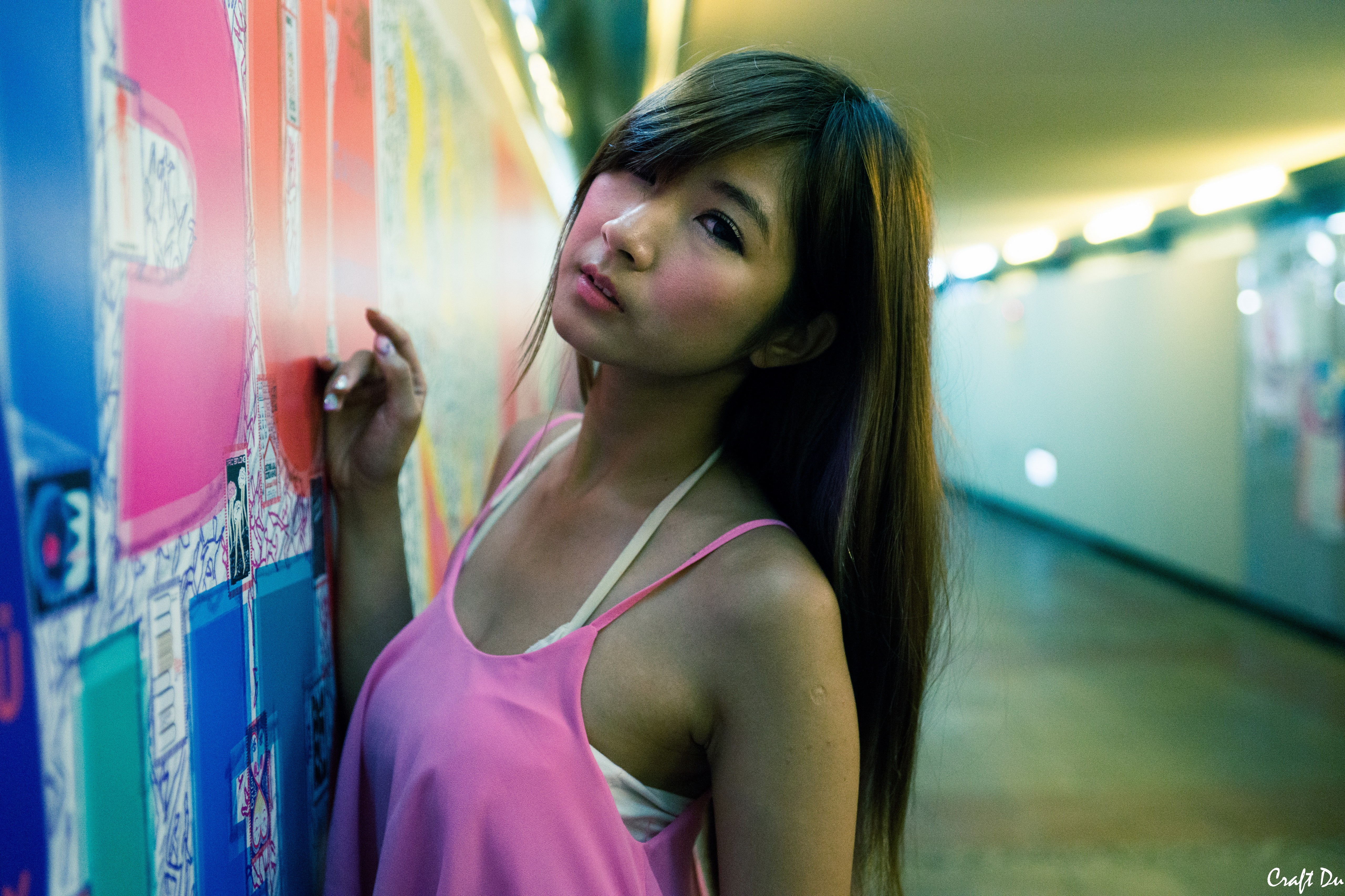 Wu Ni portrait in a colorful tunnel HD Wallpaper