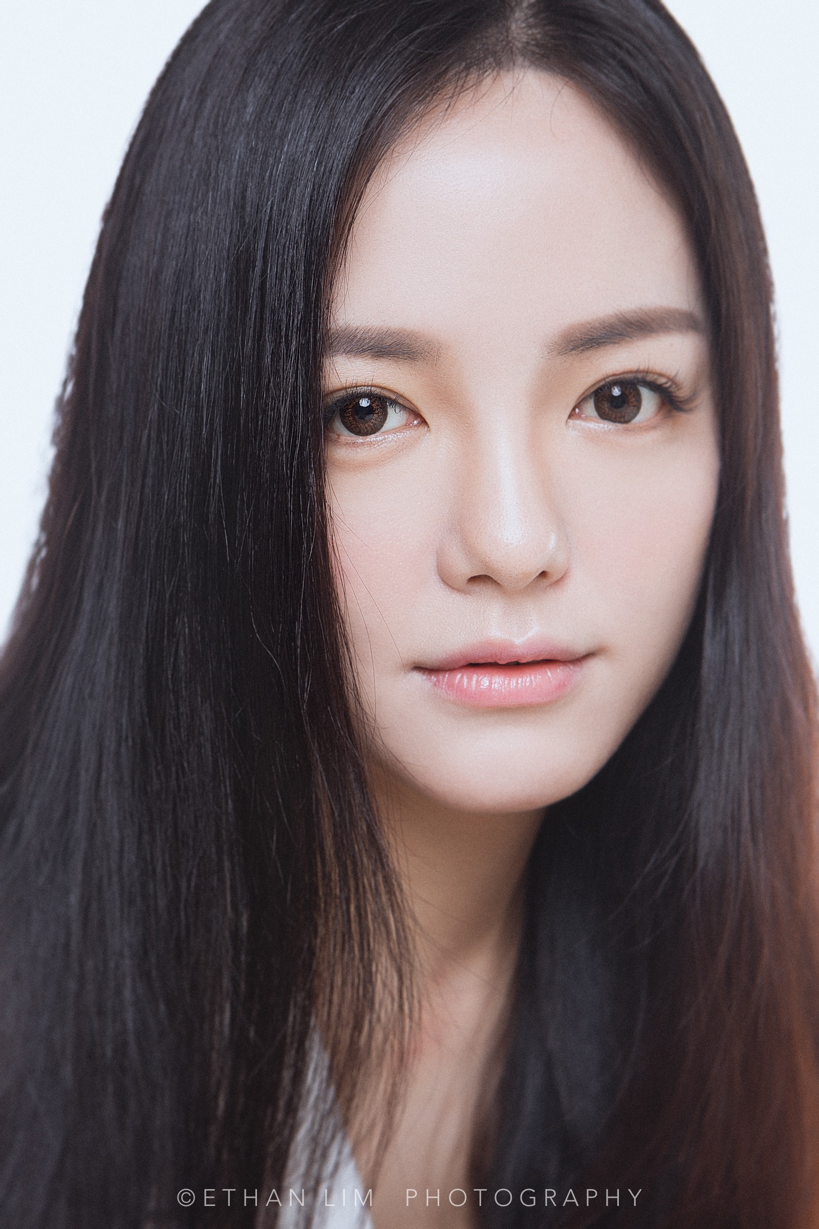 Asian woman with long dark hair HD Wallpaper