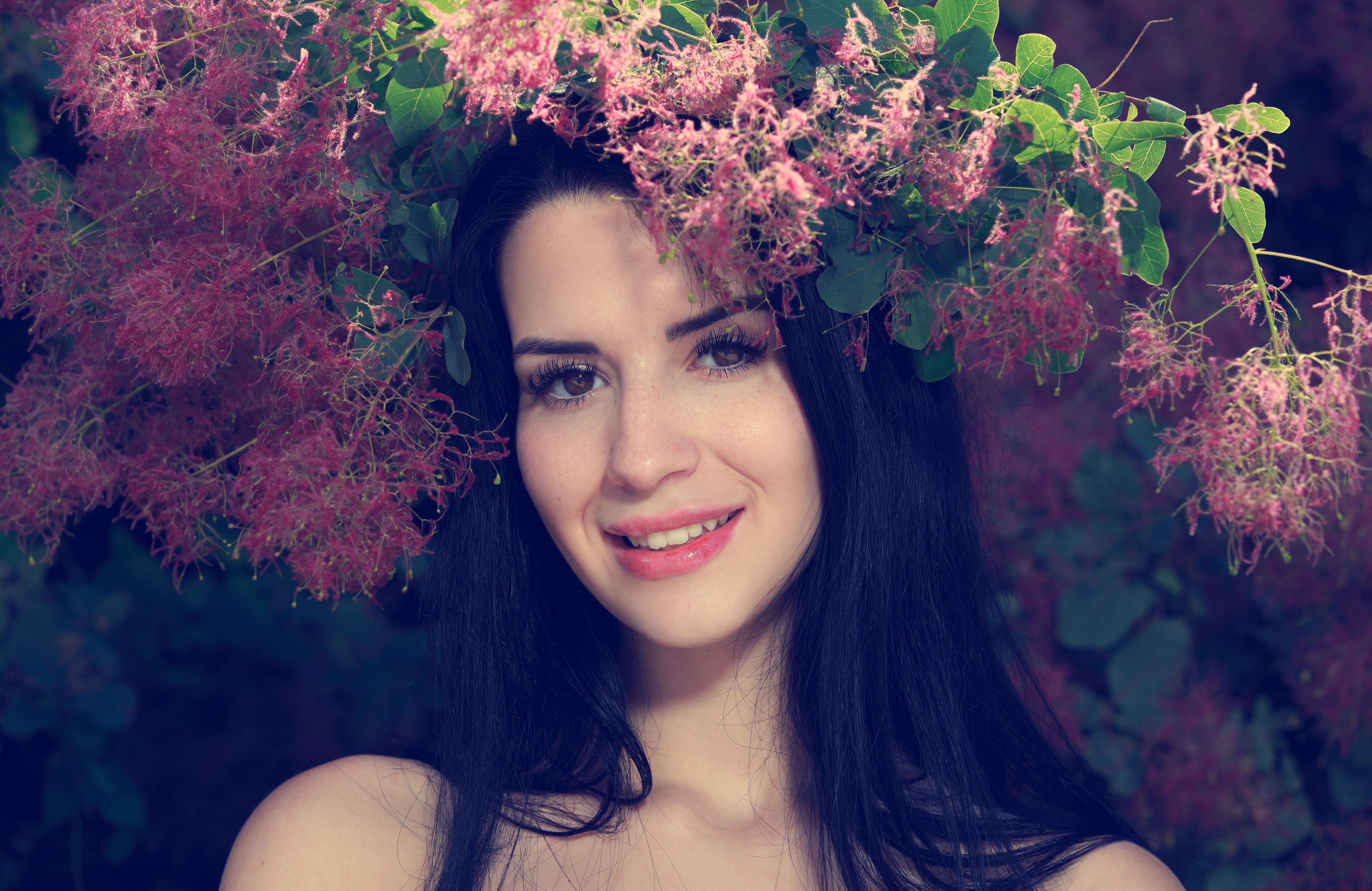 Lola Marron with pink flowers in her hair HD Wallpaper
