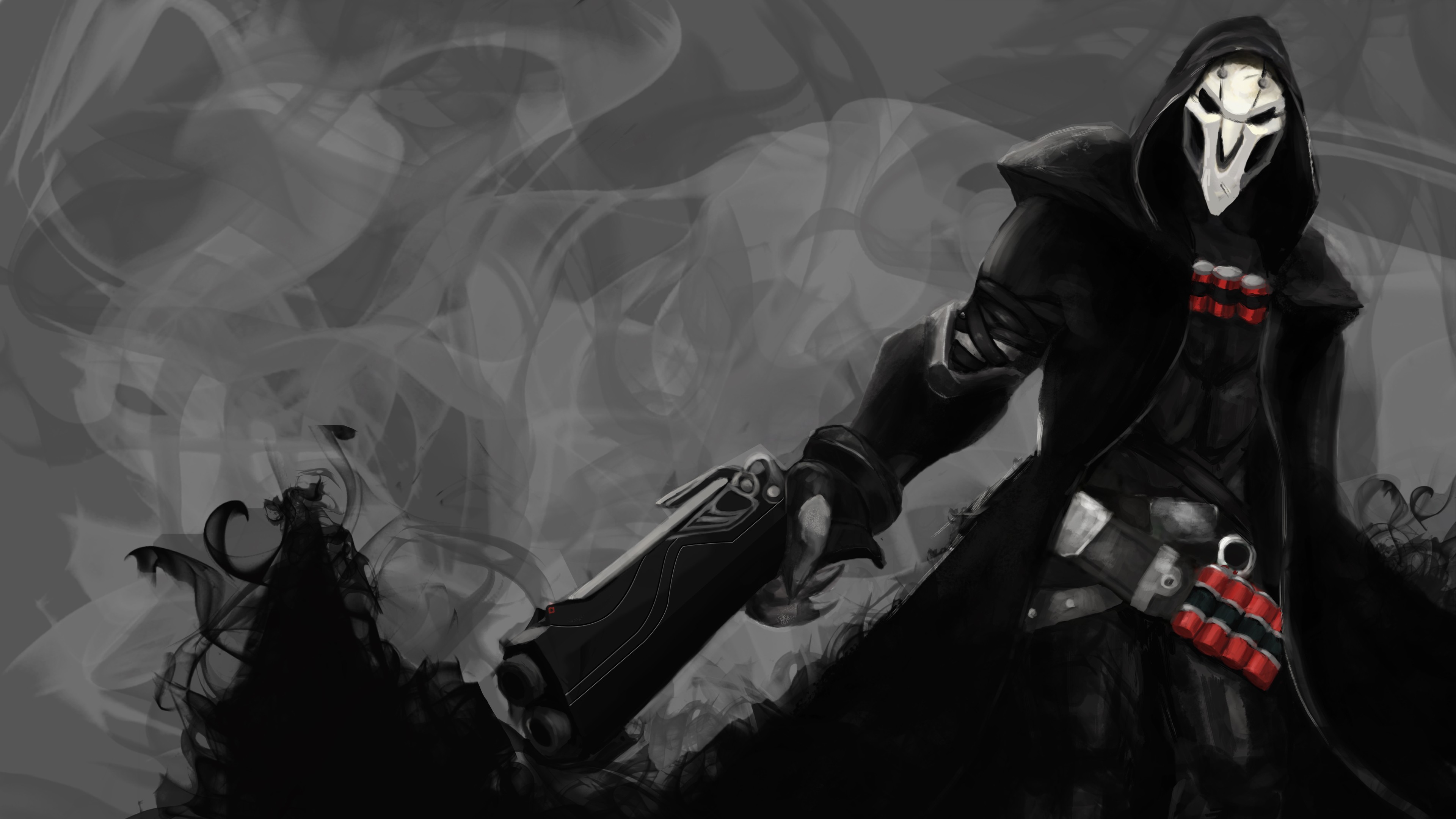 Reaper from Overwatch holding shotguns HD Wallpaper