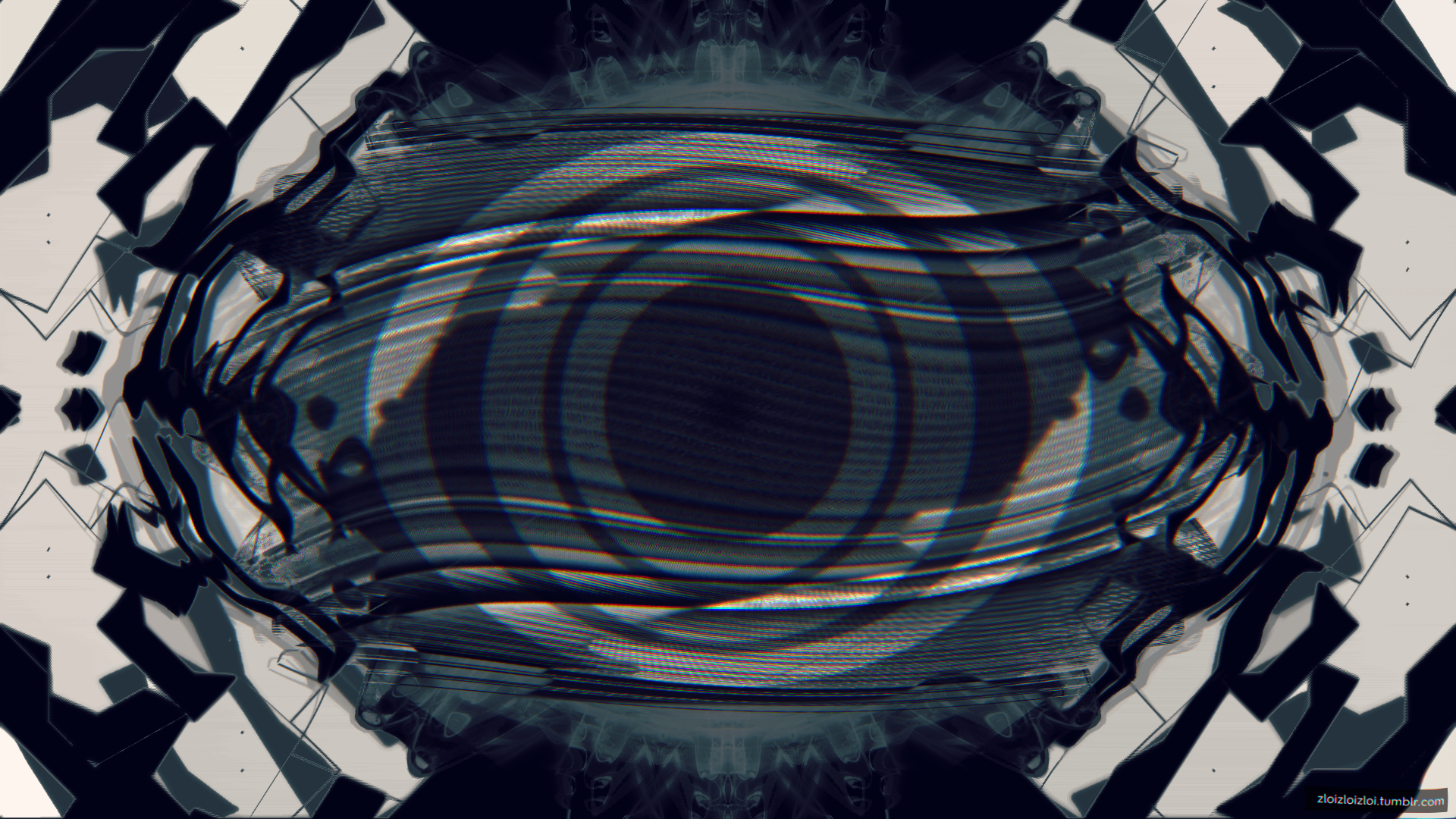 Abstract Glitch Art with Concentric Circles HD Wallpaper