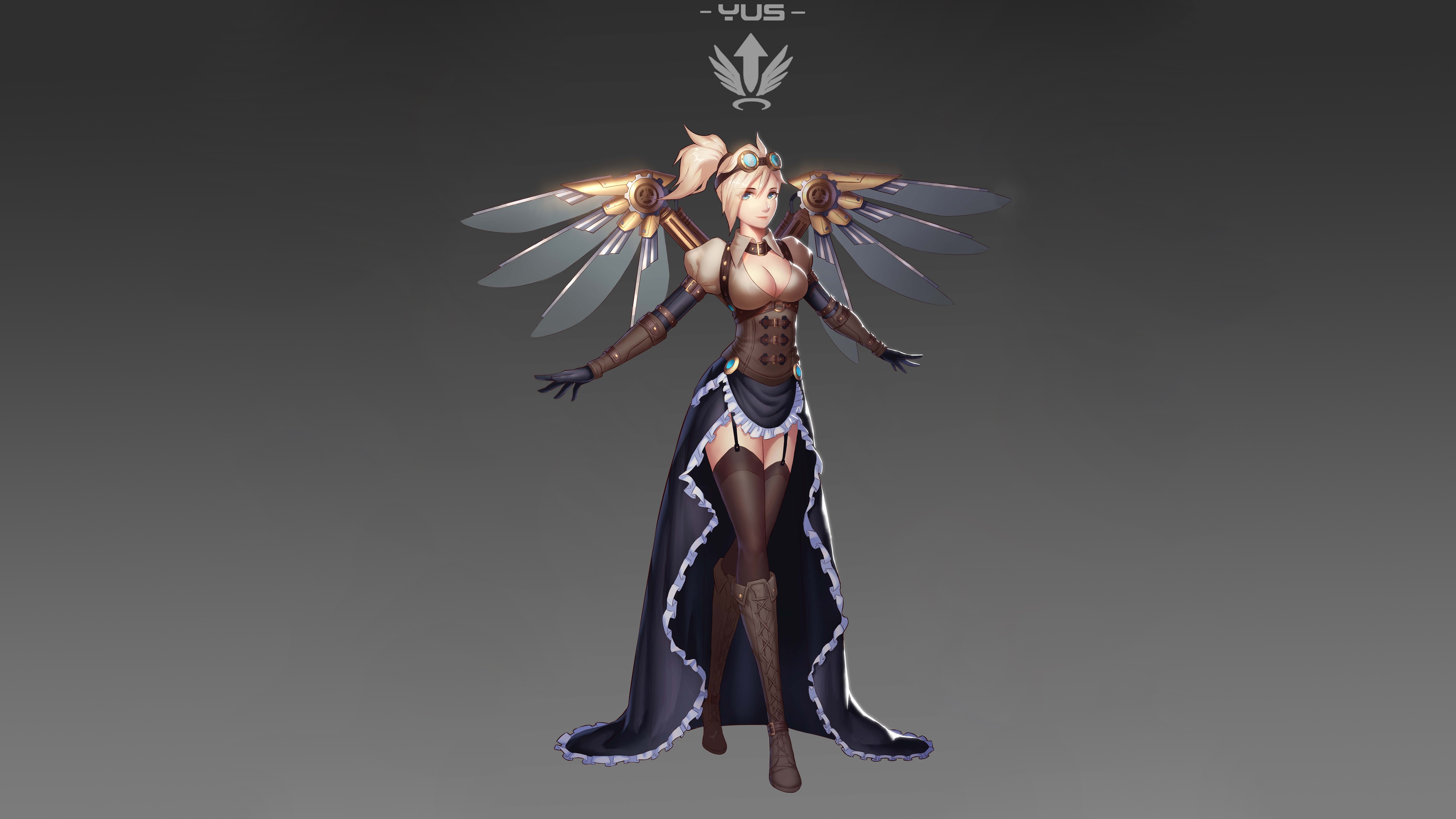Steampunk Mercy from Overwatch HD Wallpaper