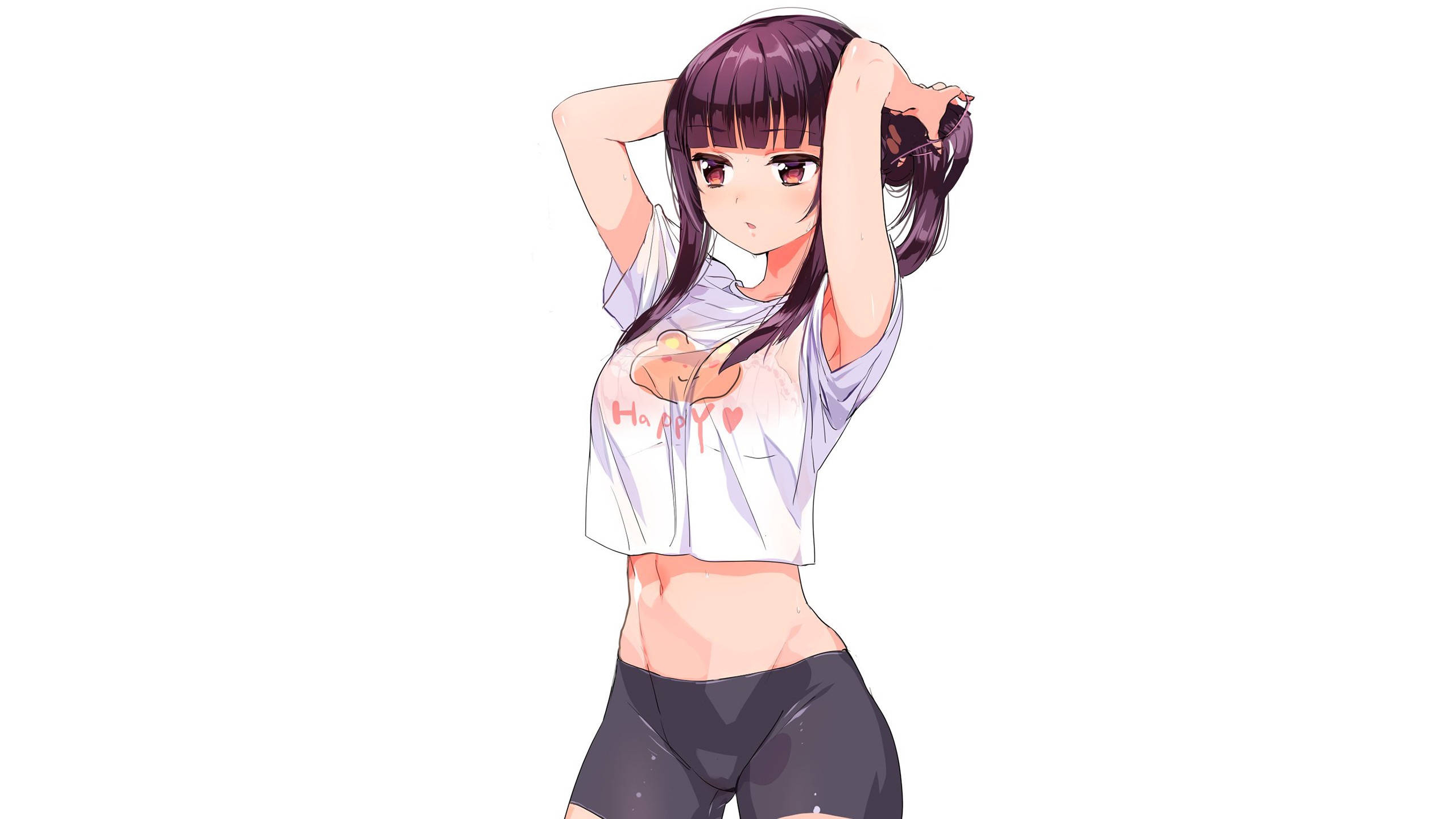 Anime girl with wet clothing HD Wallpaper