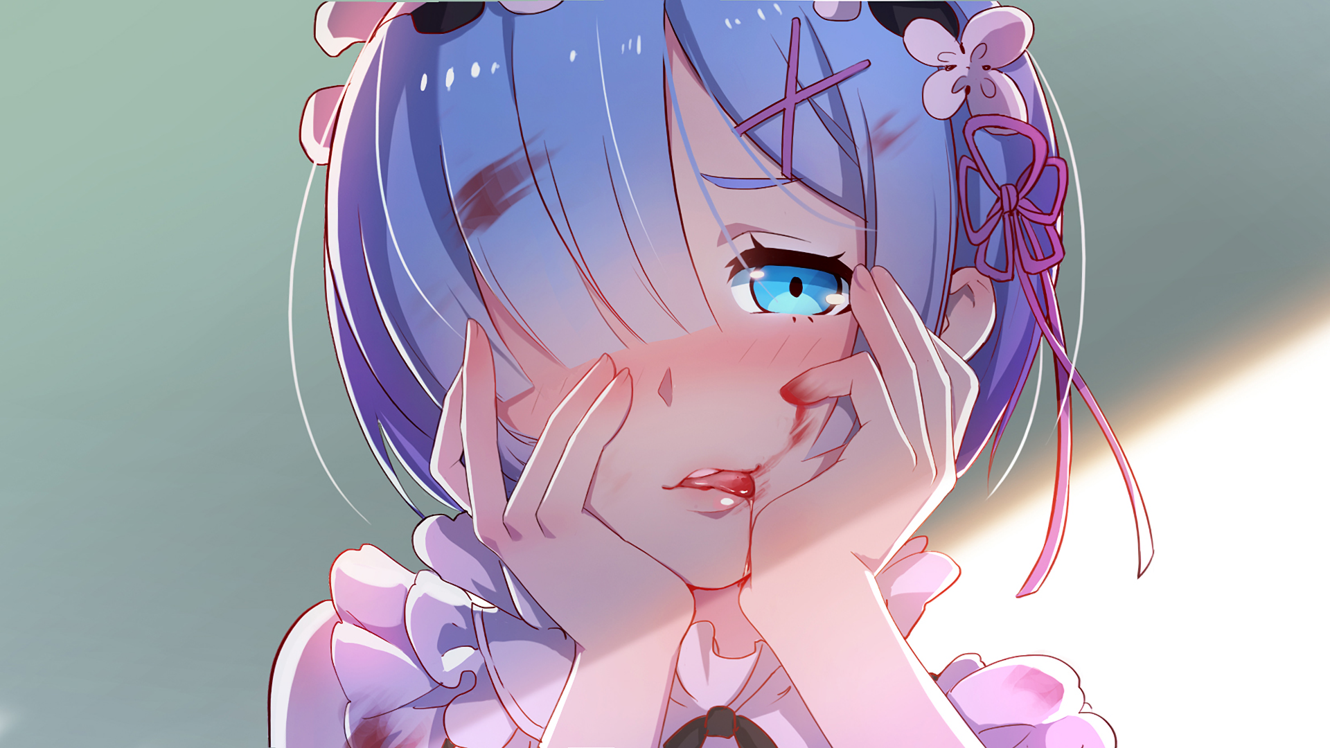Rem from Re: Zero with bloody face HD Wallpaper