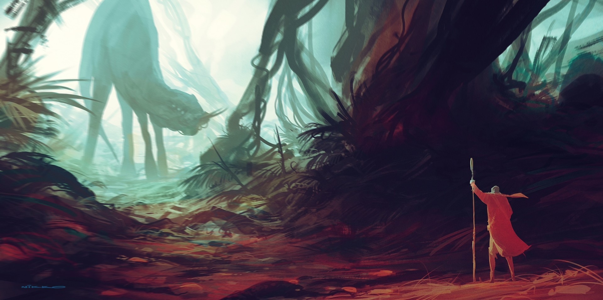 Artwork by Nikolai Lockertsen, Science Fiction Scene HD Wallpaper