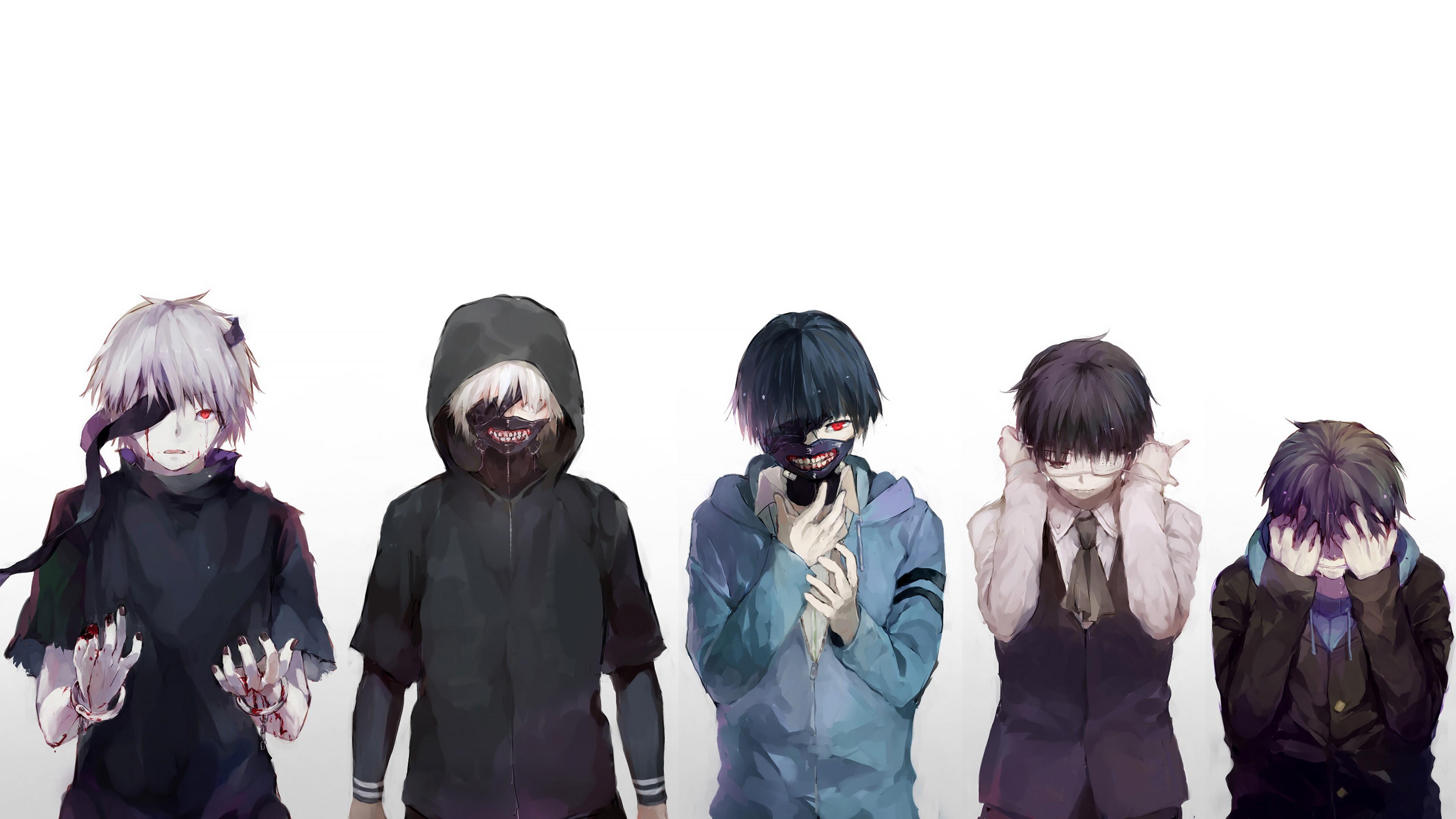 Tokyo Ghoul Characters in Different Poses HD Wallpaper