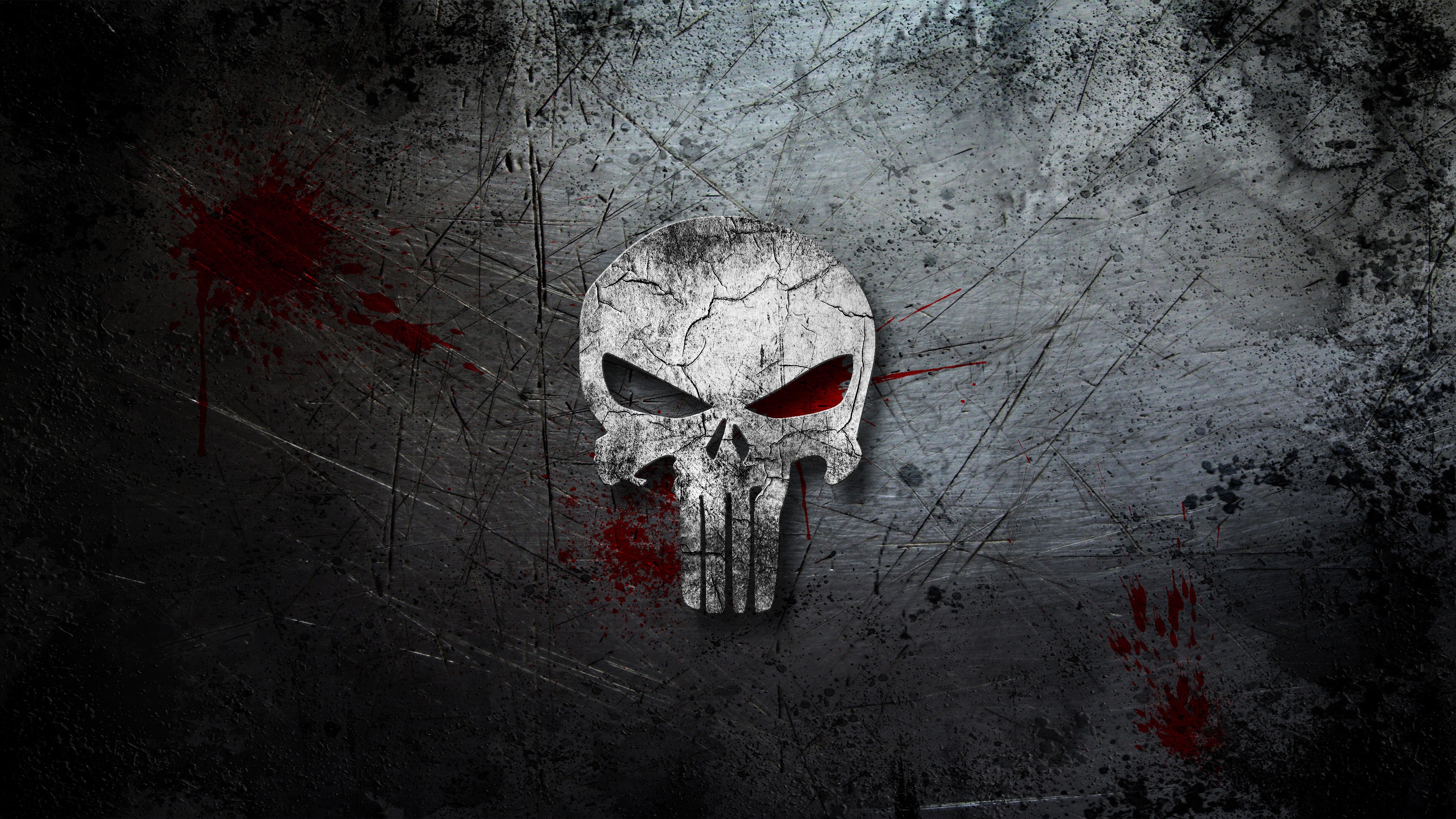 The Punisher Skull on a Grungy Metal Background HD Wallpaper