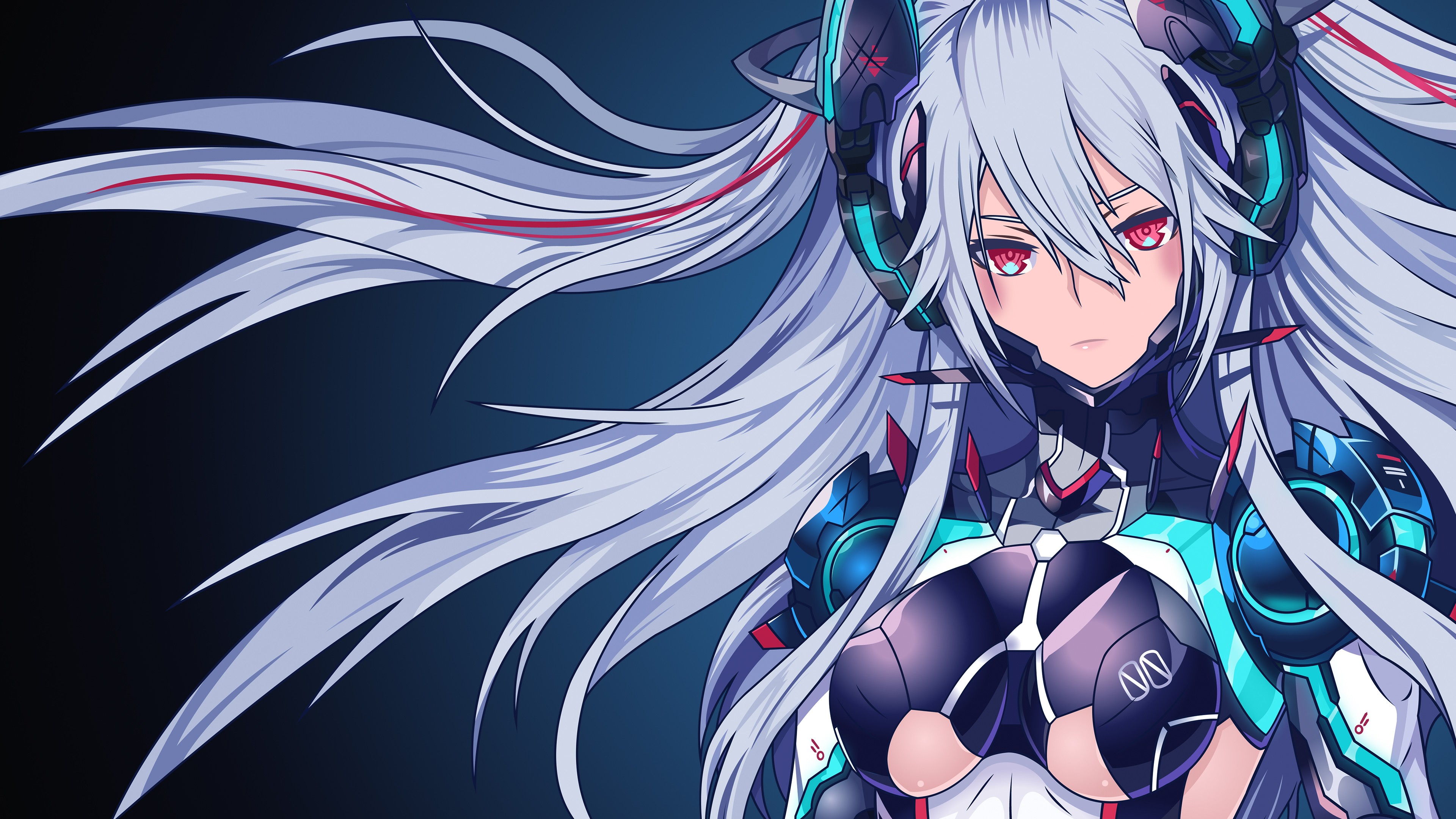 Anime girl with white hair and red eyes HD Wallpaper