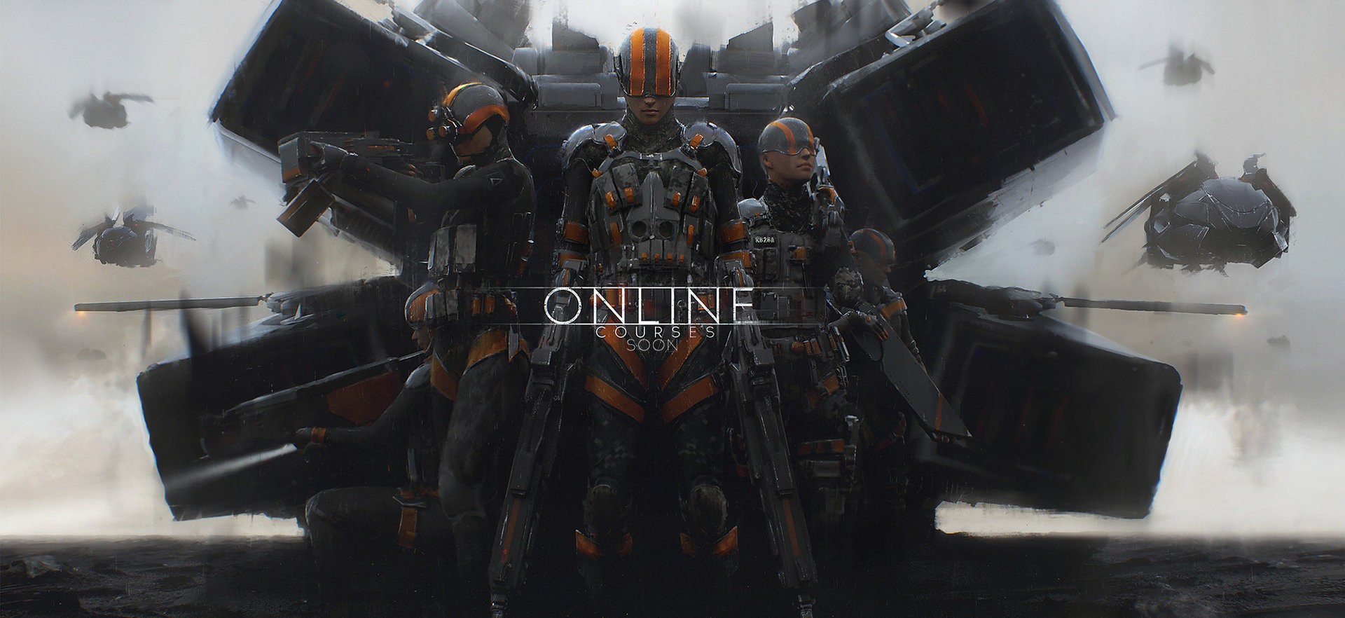 Science fiction soldiers with futuristic vehicles HD Wallpaper