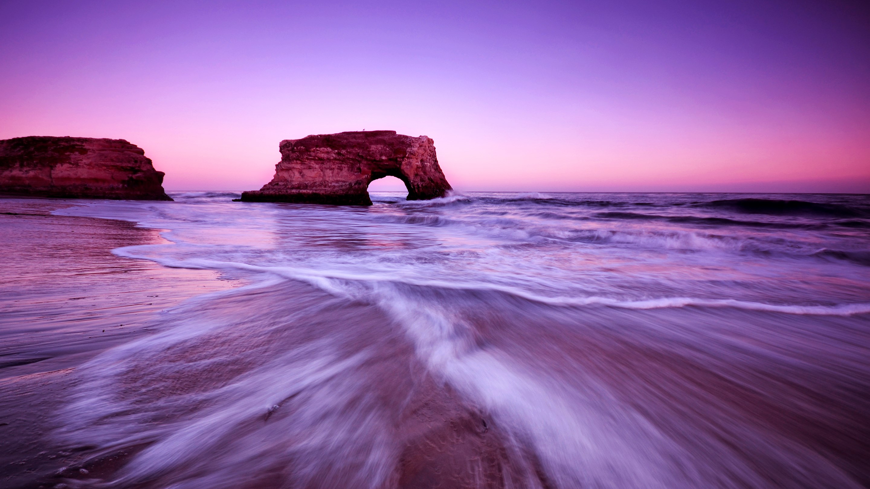 Natural Bridges State Beach at Sunset HD Wallpaper