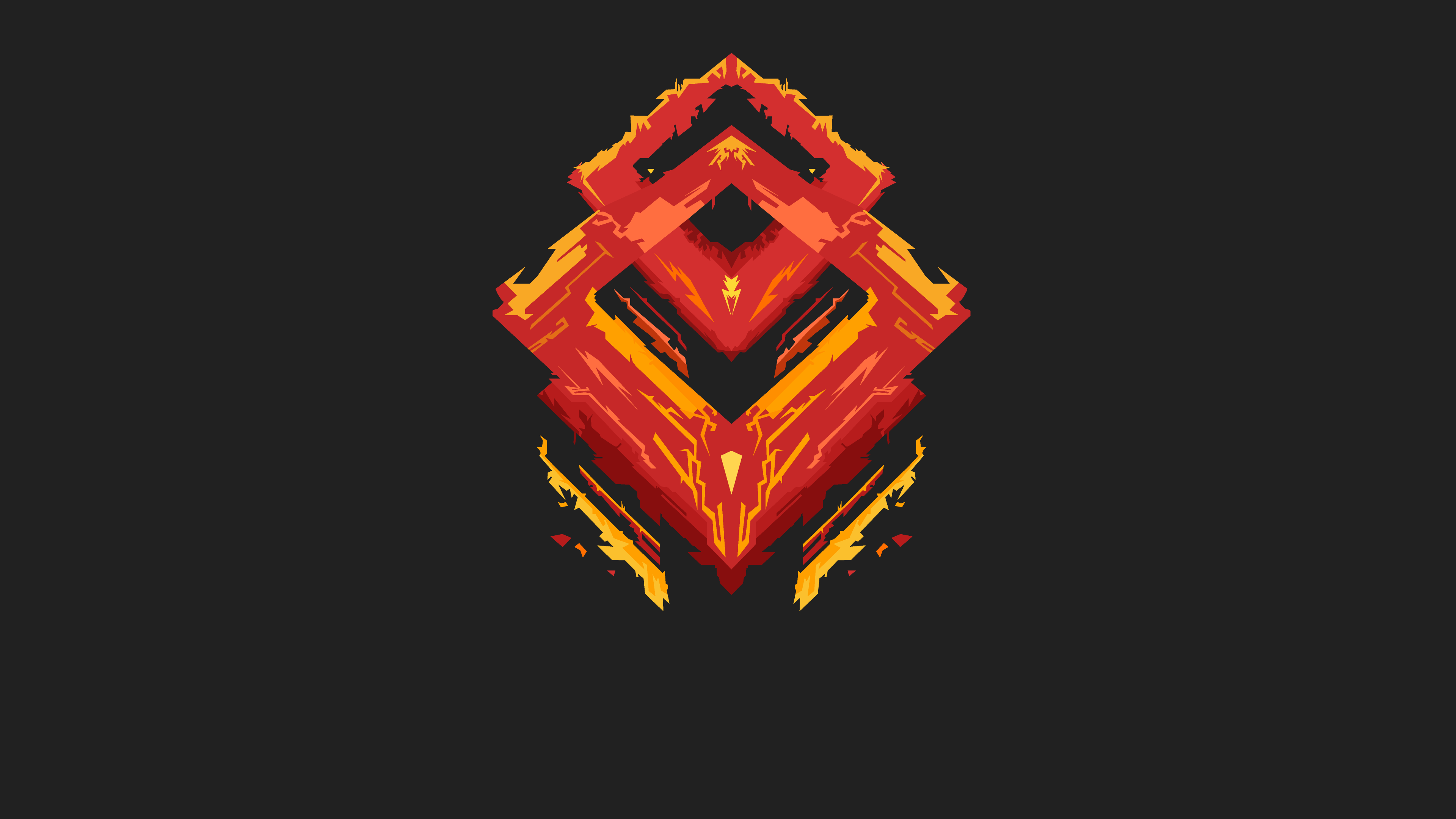 Abstract fiery geometric shapes on dark background HD Wallpaper