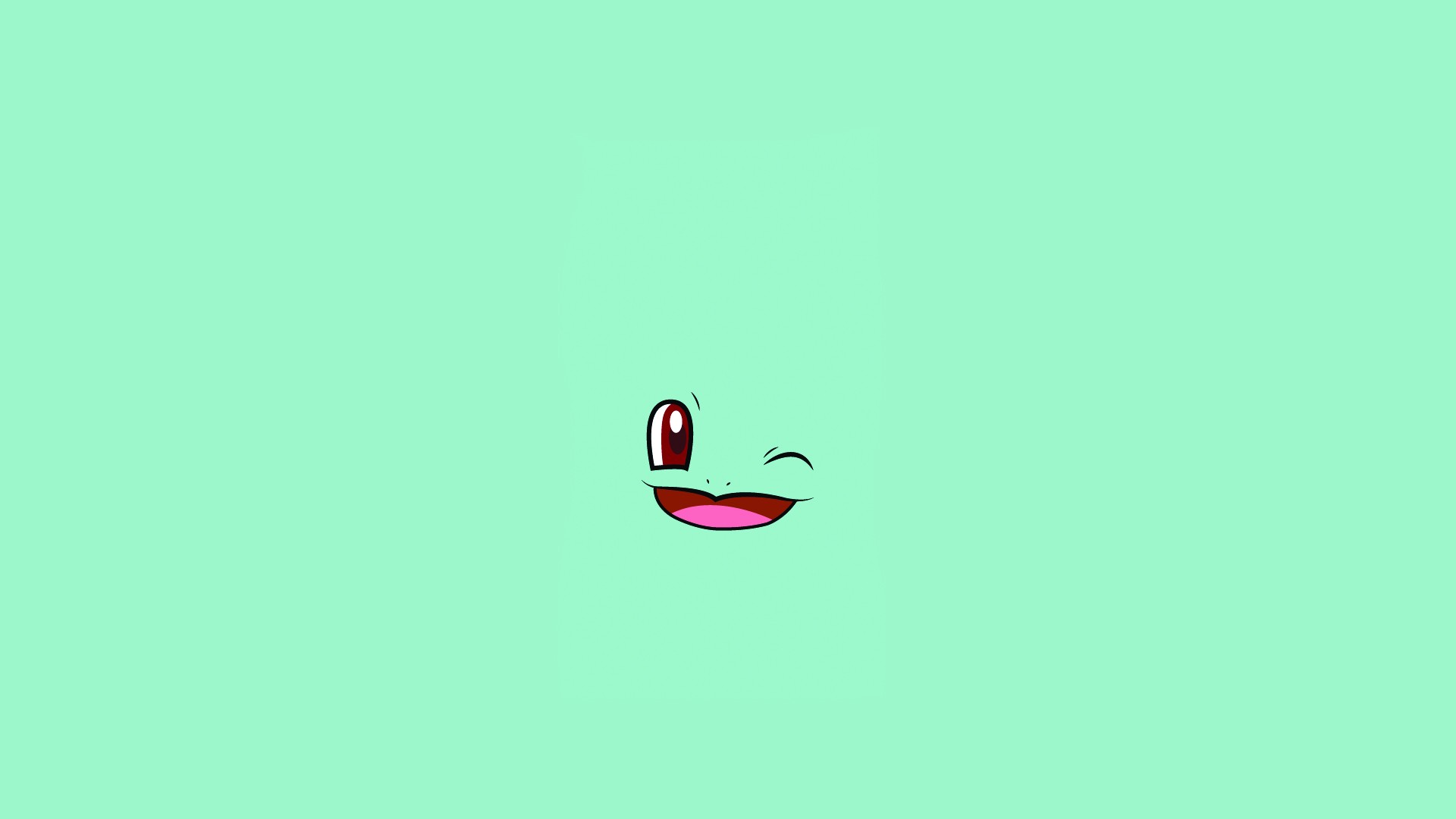 Squirtle's face winking on a mint green background HD Wallpaper