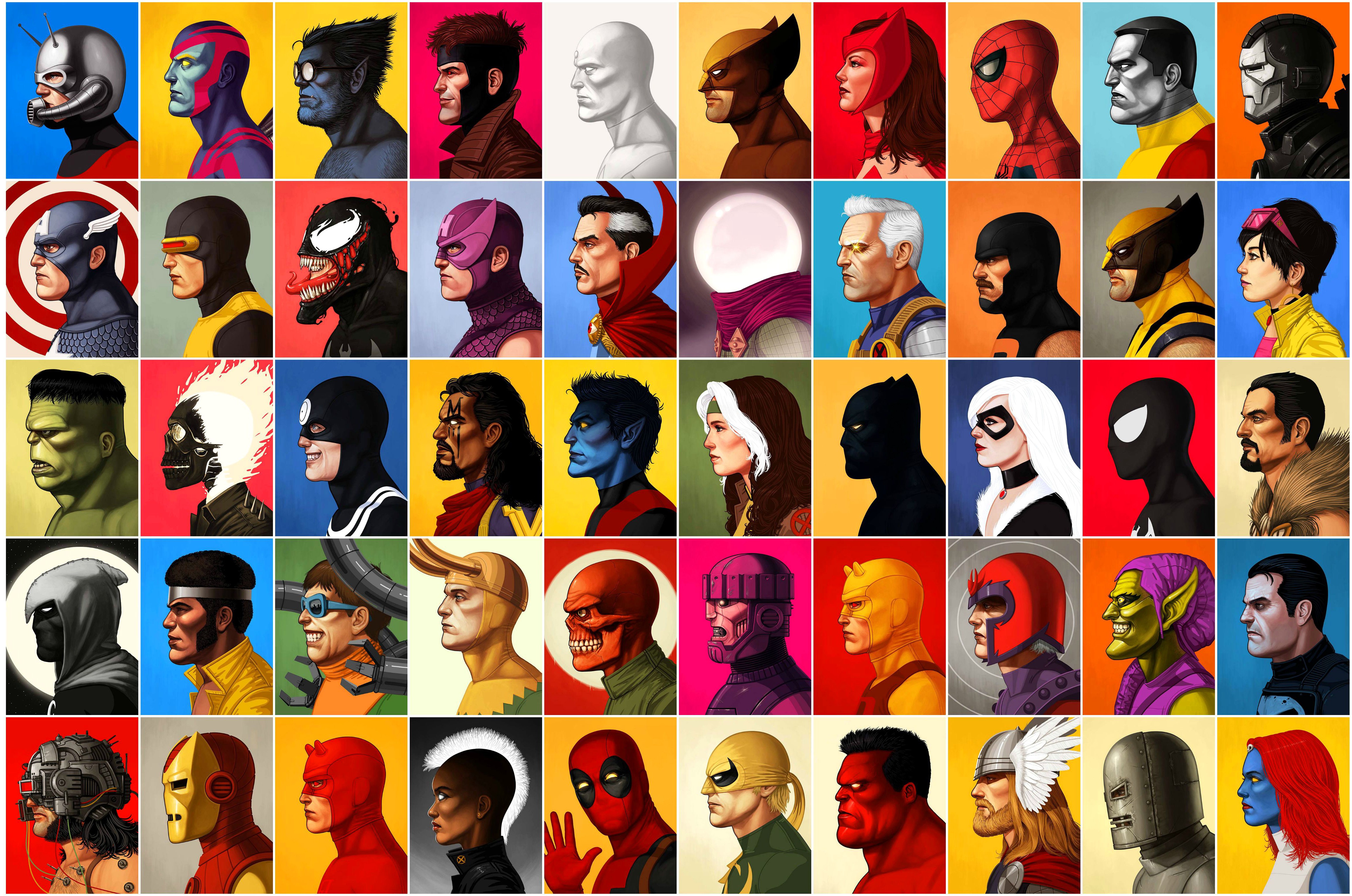 Marvel Comics Characters Portraits HD Wallpaper