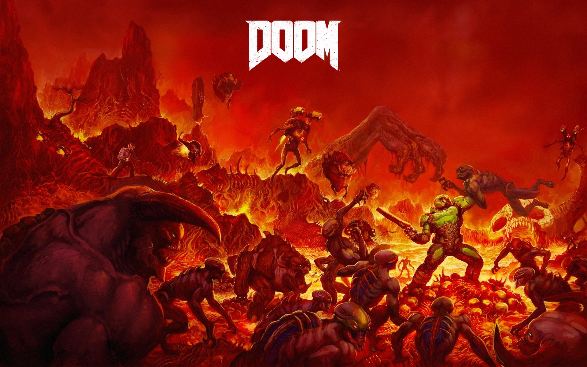 Doom: The Slayer Fights Demons in Hell HD Wallpaper