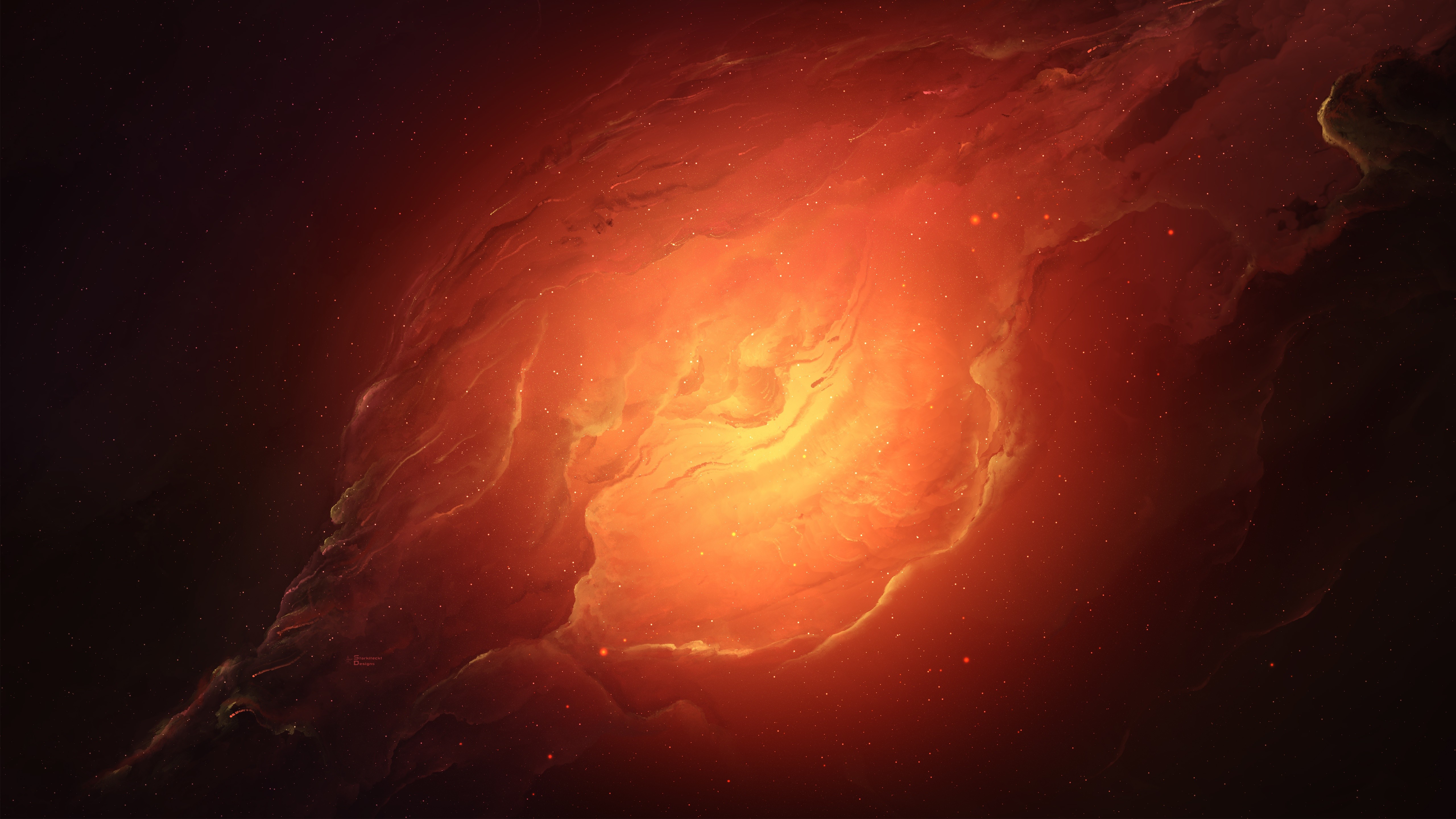 Fiery nebula in deep space HD Wallpaper