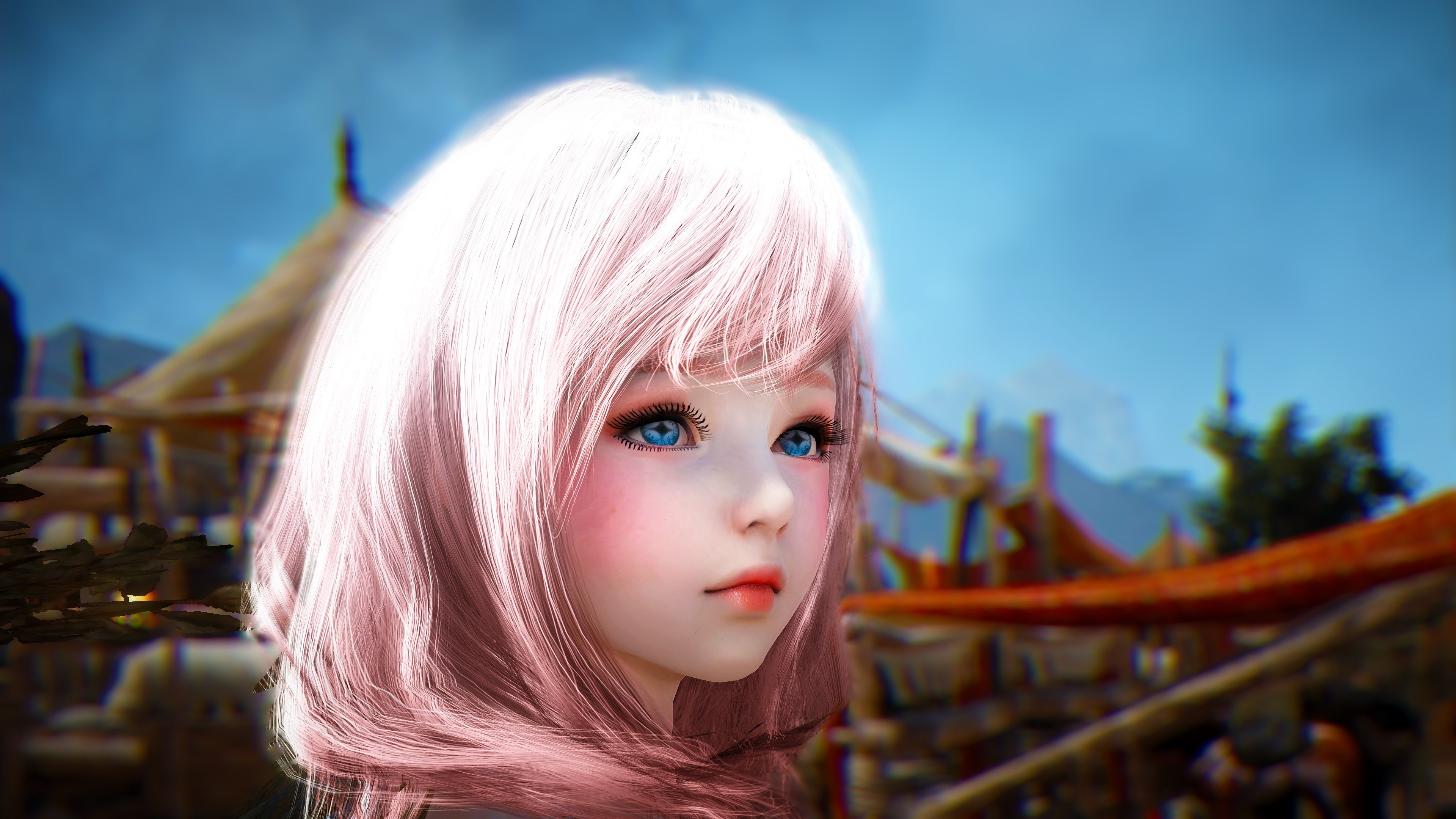 Black Desert Online character with pink hair and blue eyes HD Wallpaper