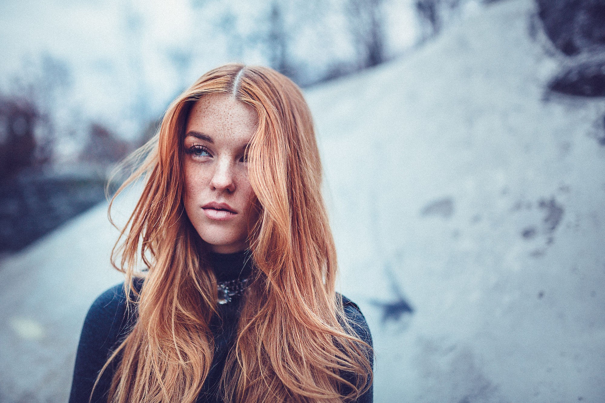 Redhead woman with freckles by Lennart Bader HD Wallpaper