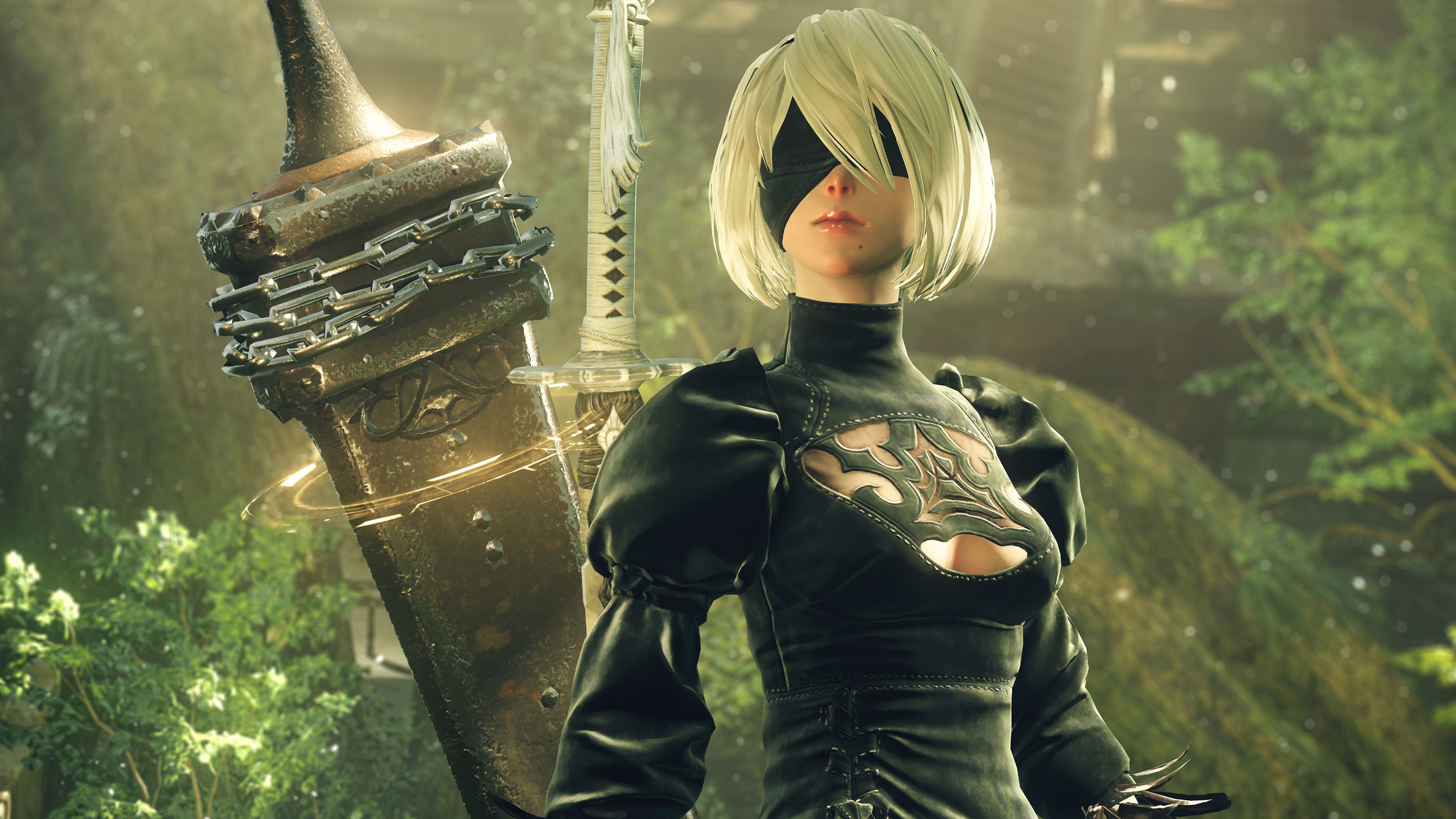 2B from Nier: Automata with large swords HD Wallpaper