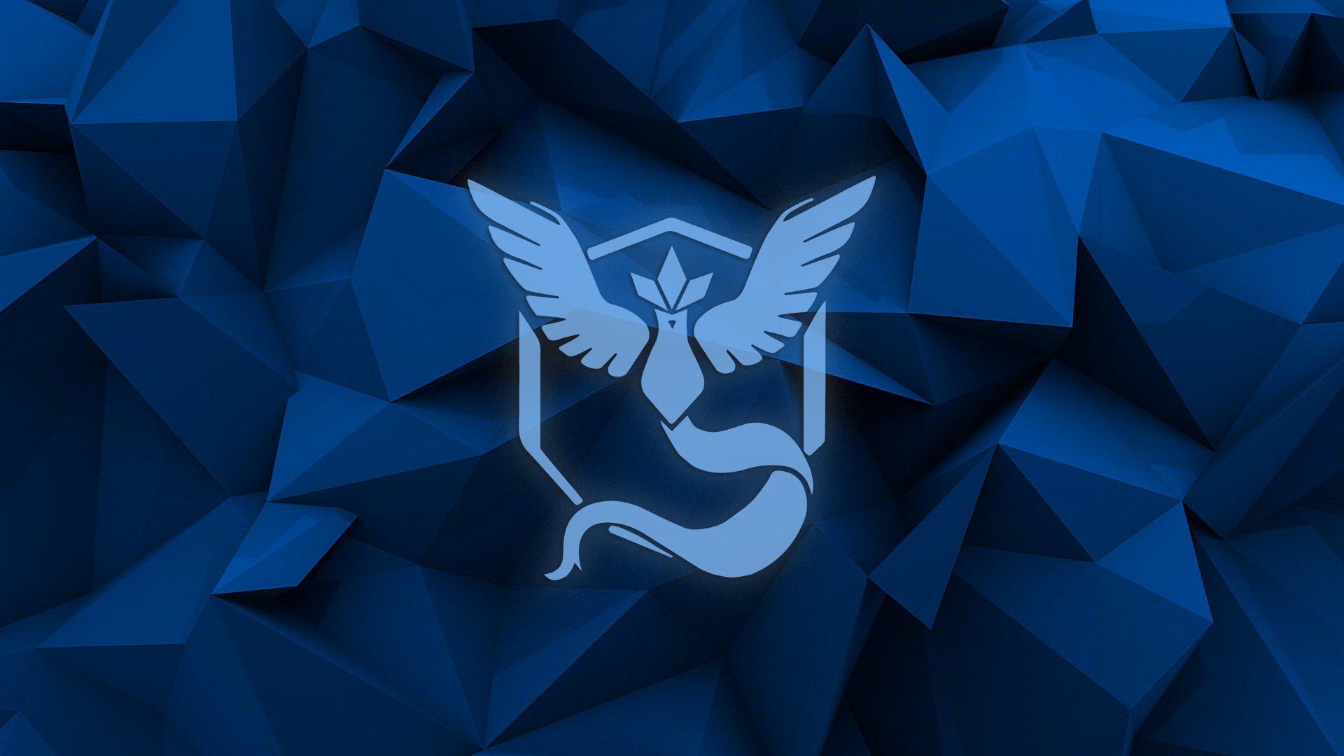 Team Mystic logo on a blue polygonal background HD Wallpaper