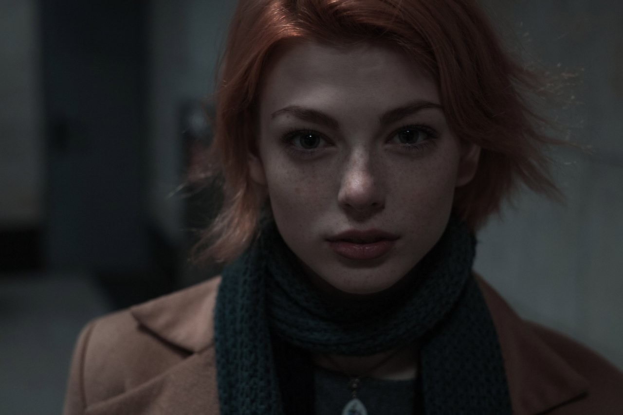 Mayya Giter with freckles and red hair wearing a scarf HD Wallpaper