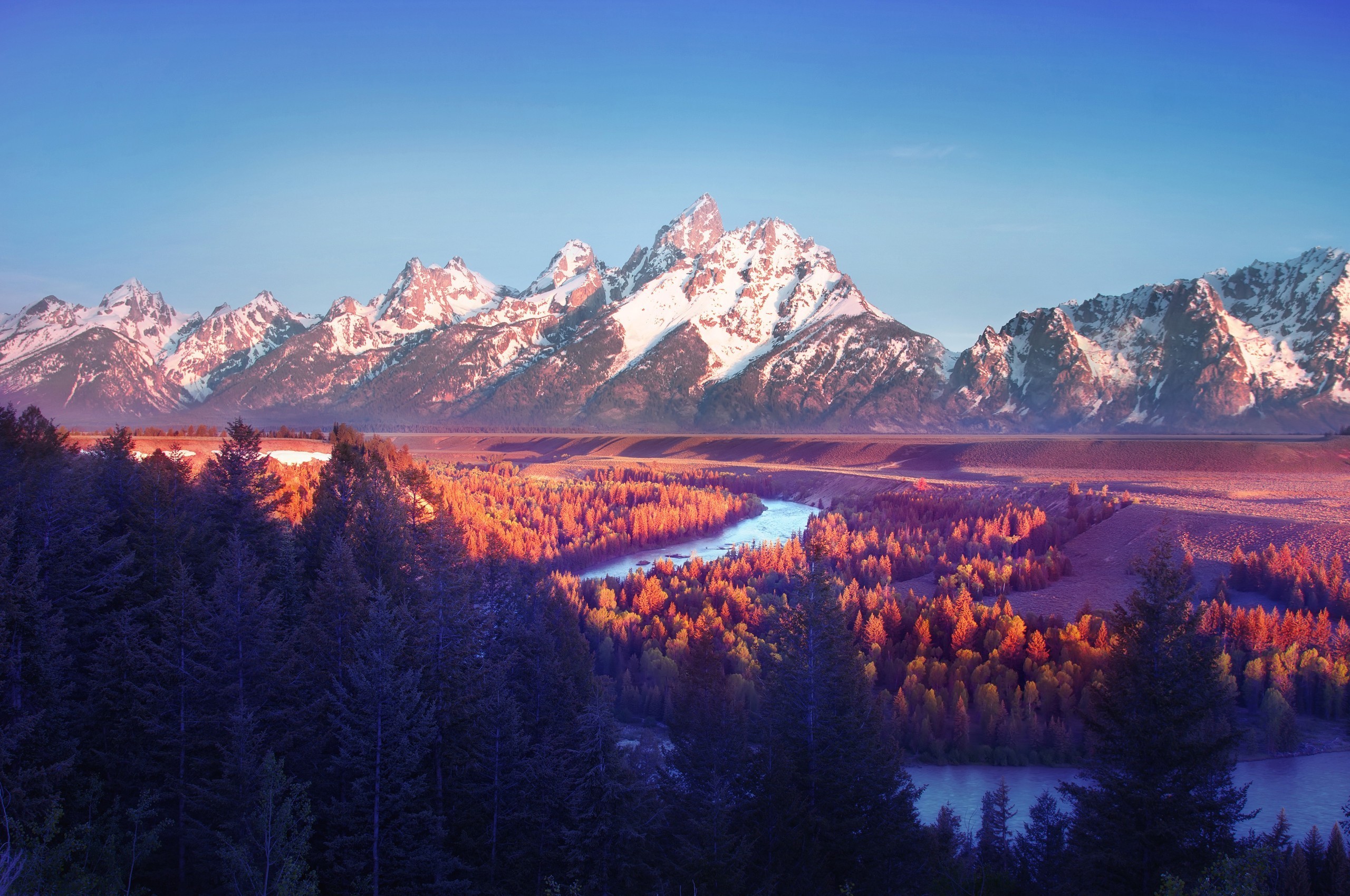 Grand Teton National Park Landscape at Sunrise HD Wallpaper