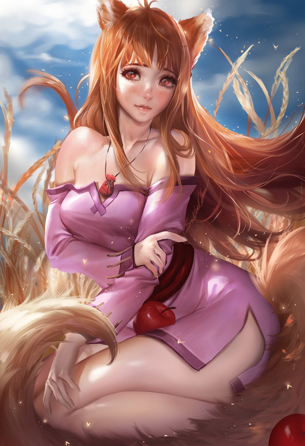 realistic, Holo, Sakimichan, kitsunemimi, Spice and Wolf HD Wallpaper