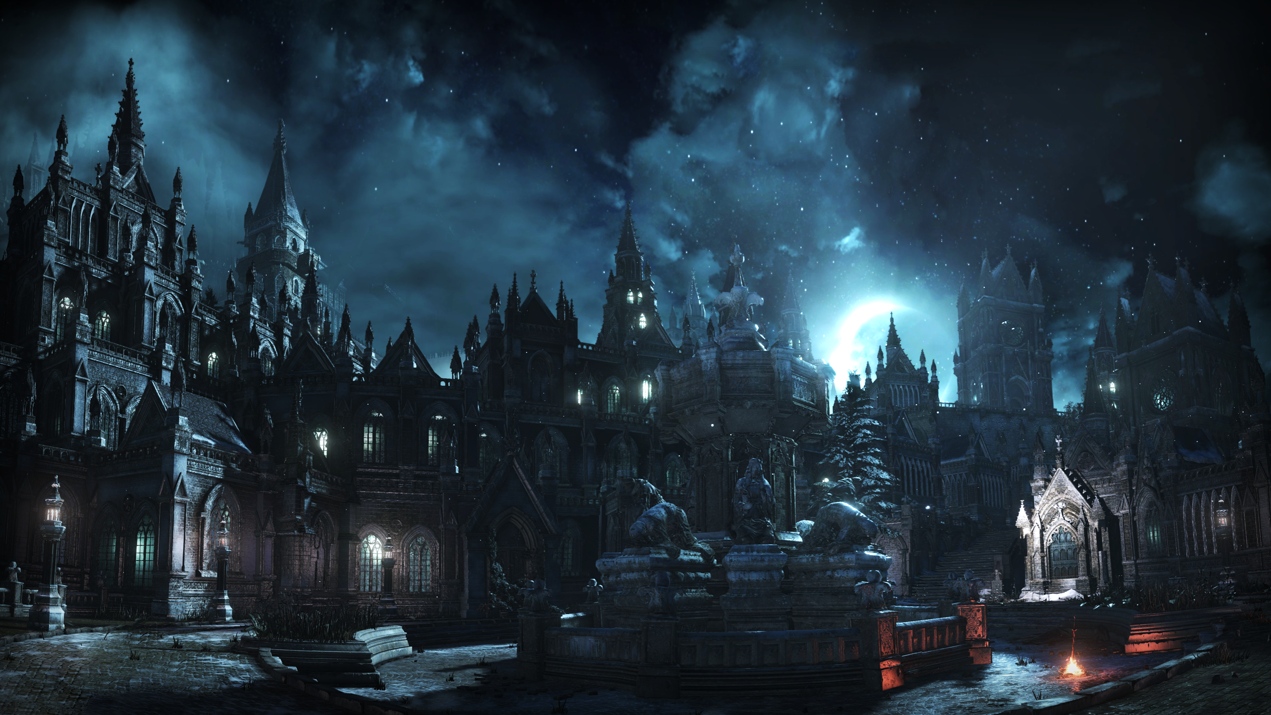 Irithyll from Dark Souls III at night HD Wallpaper