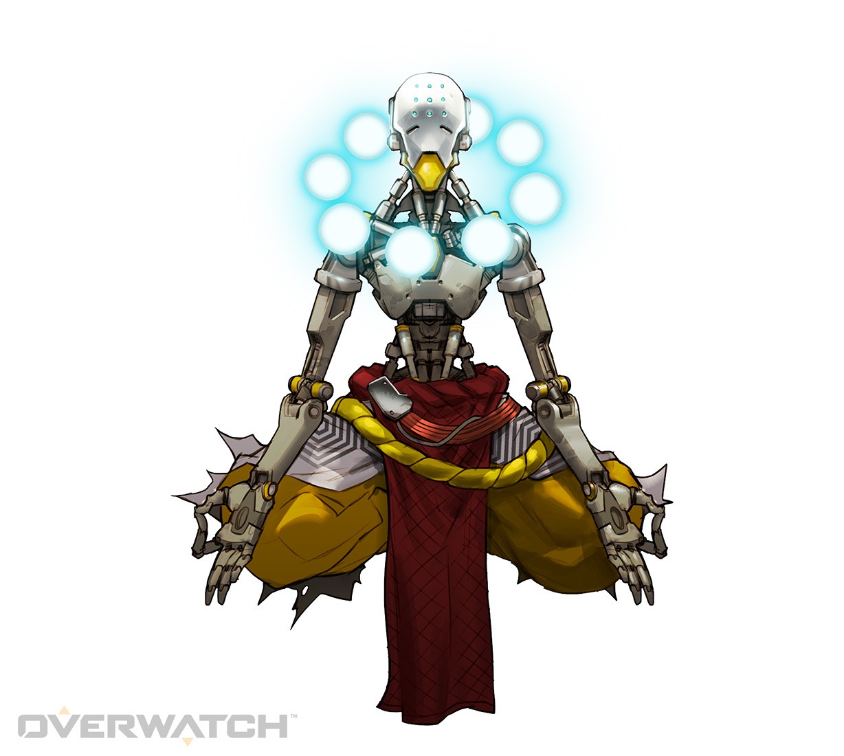 Zenyatta from Overwatch meditating with orbs HD Wallpaper