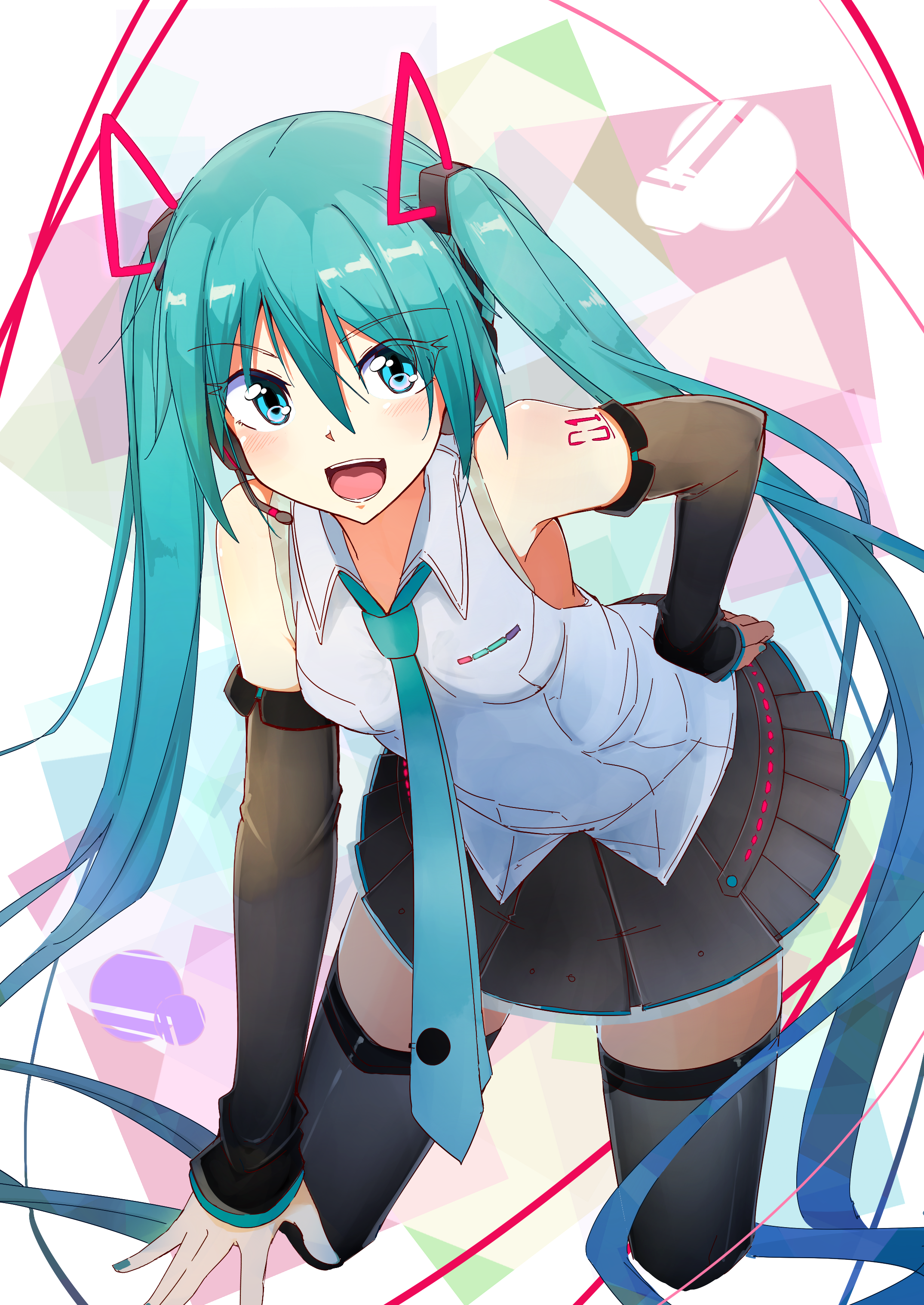 Hatsune Miku anime girl with blue hair and blue eyes HD Wallpaper
