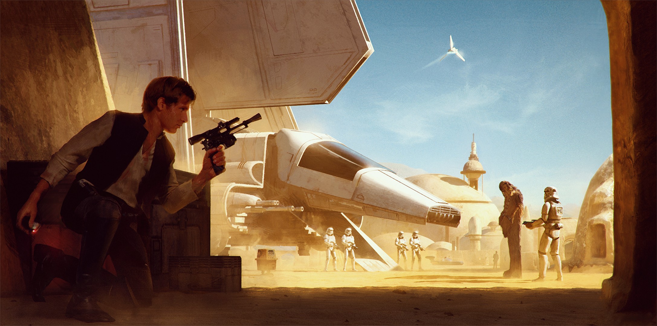 Han Solo and Chewbacca in Star Wars artwork HD Wallpaper