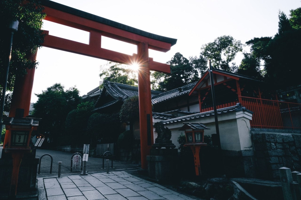 Red Torii Gate at a Japanese Shrine HD Wallpaper