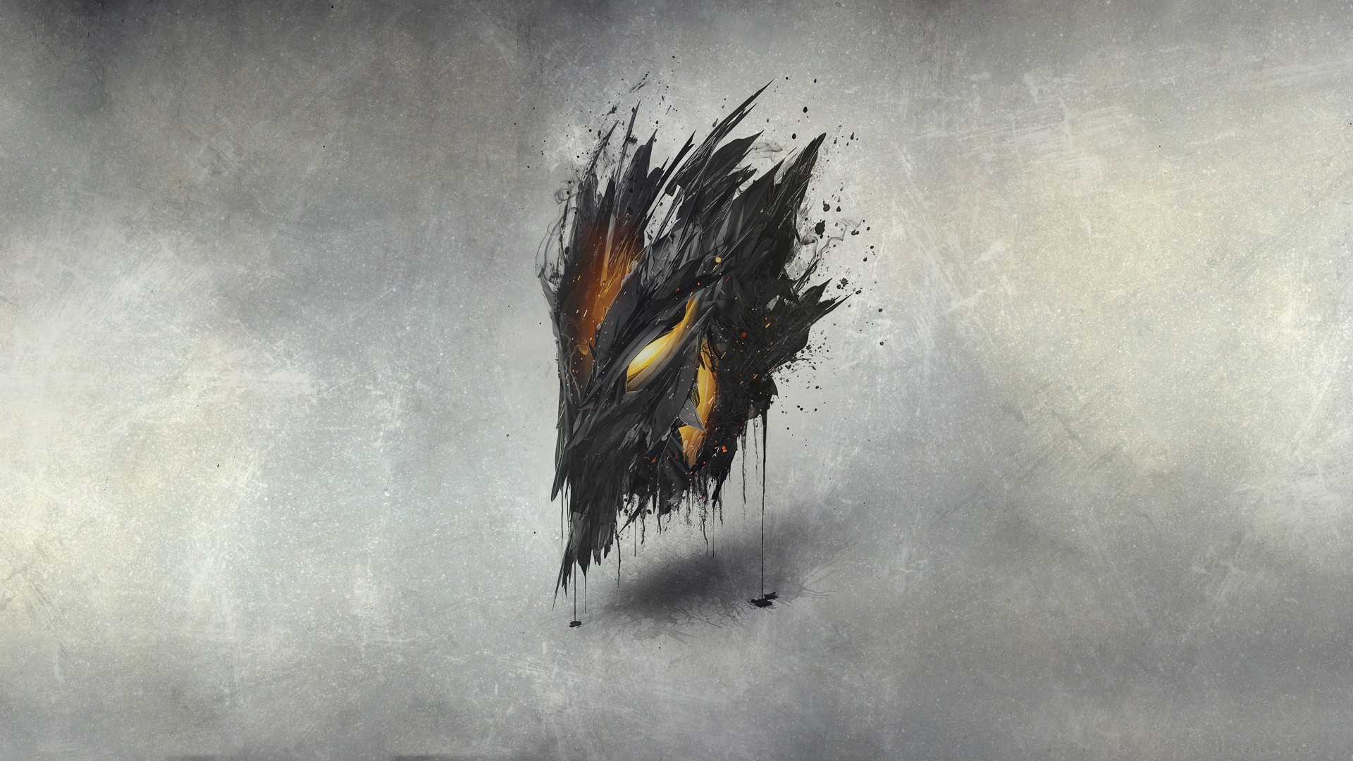 Abstract demon mask with paint splatter HD Wallpaper