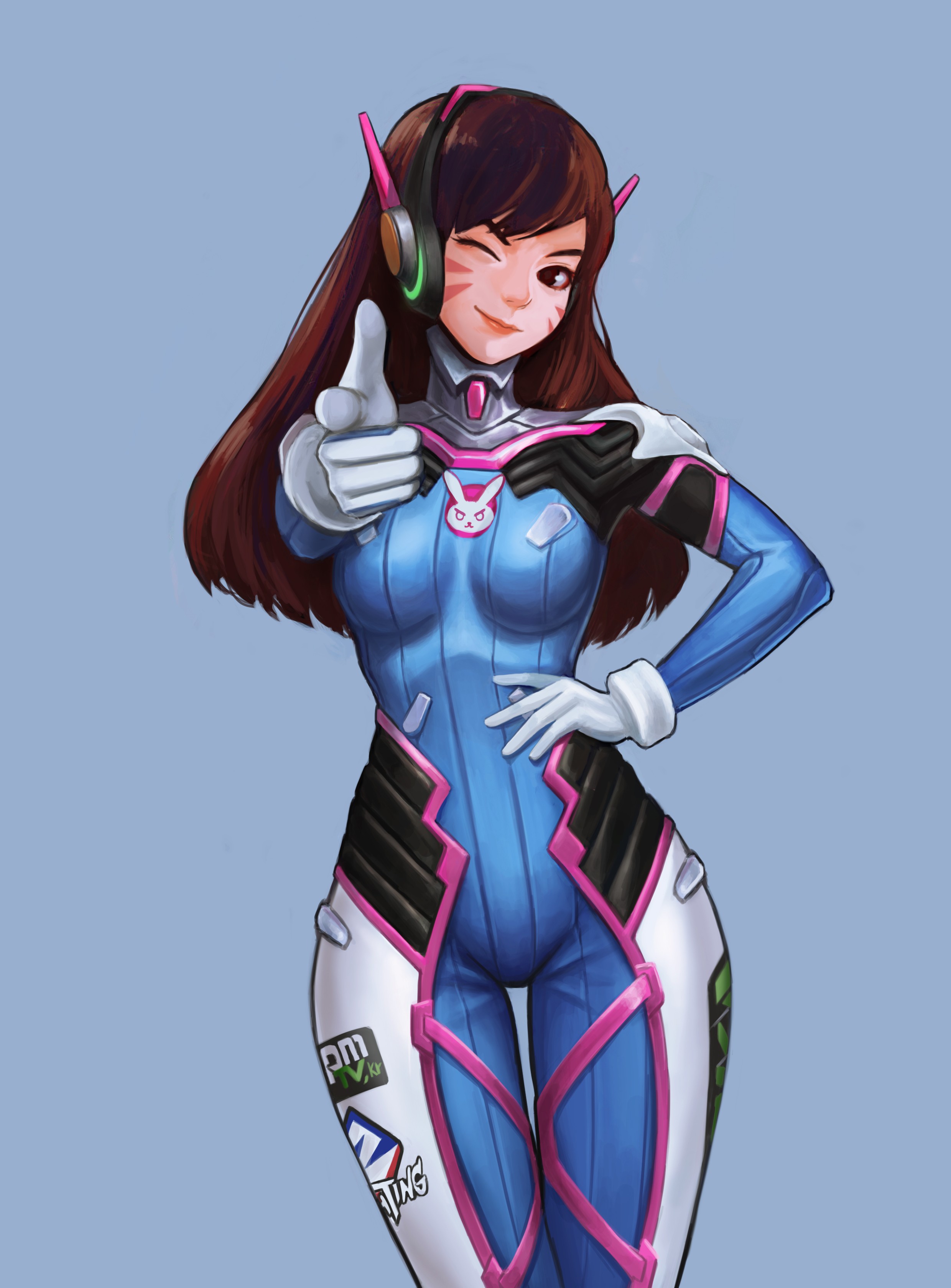 D.Va from Overwatch pointing forward HD Wallpaper