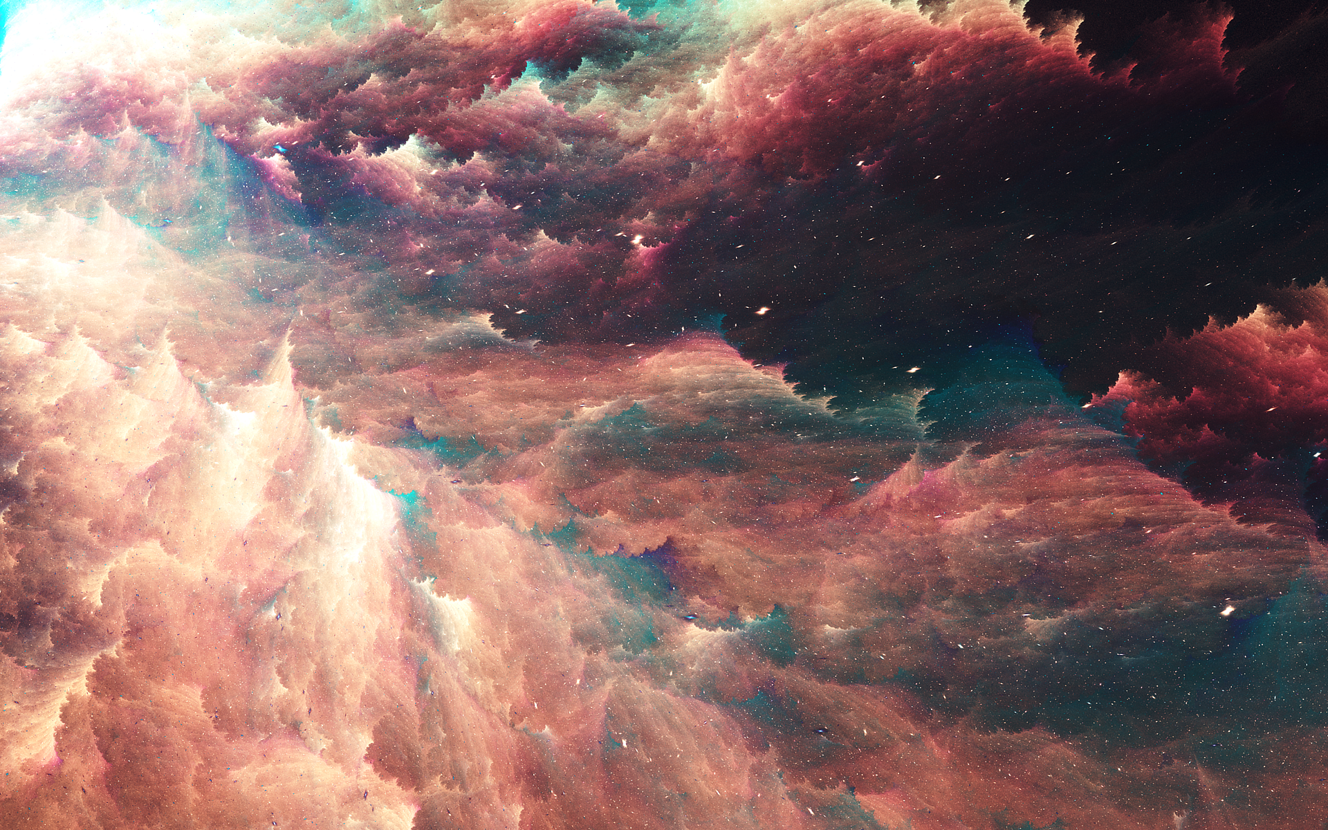 Abstract digital art of colorful clouds and stars HD Wallpaper