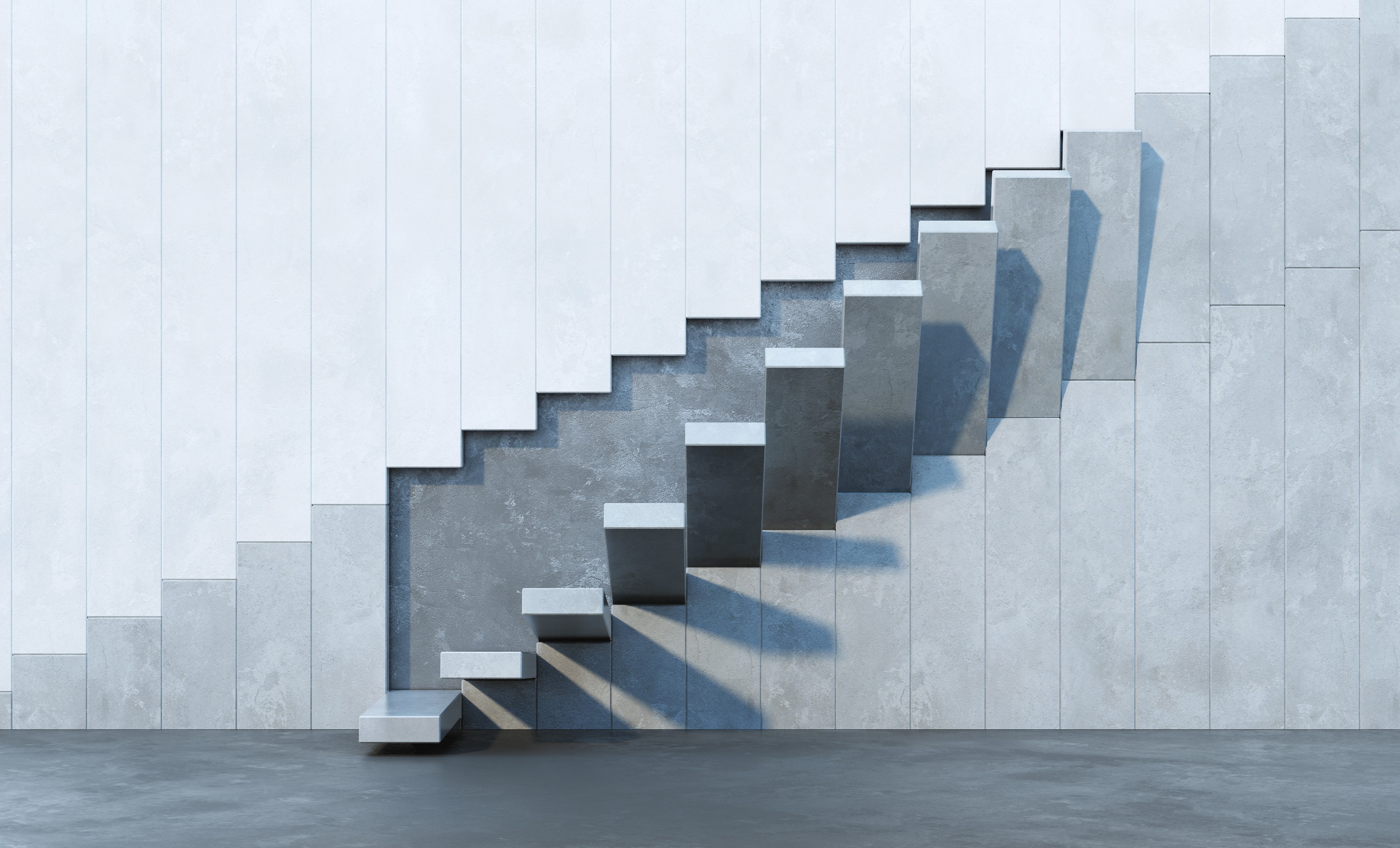Concrete stairs against a tiled wall HD Wallpaper