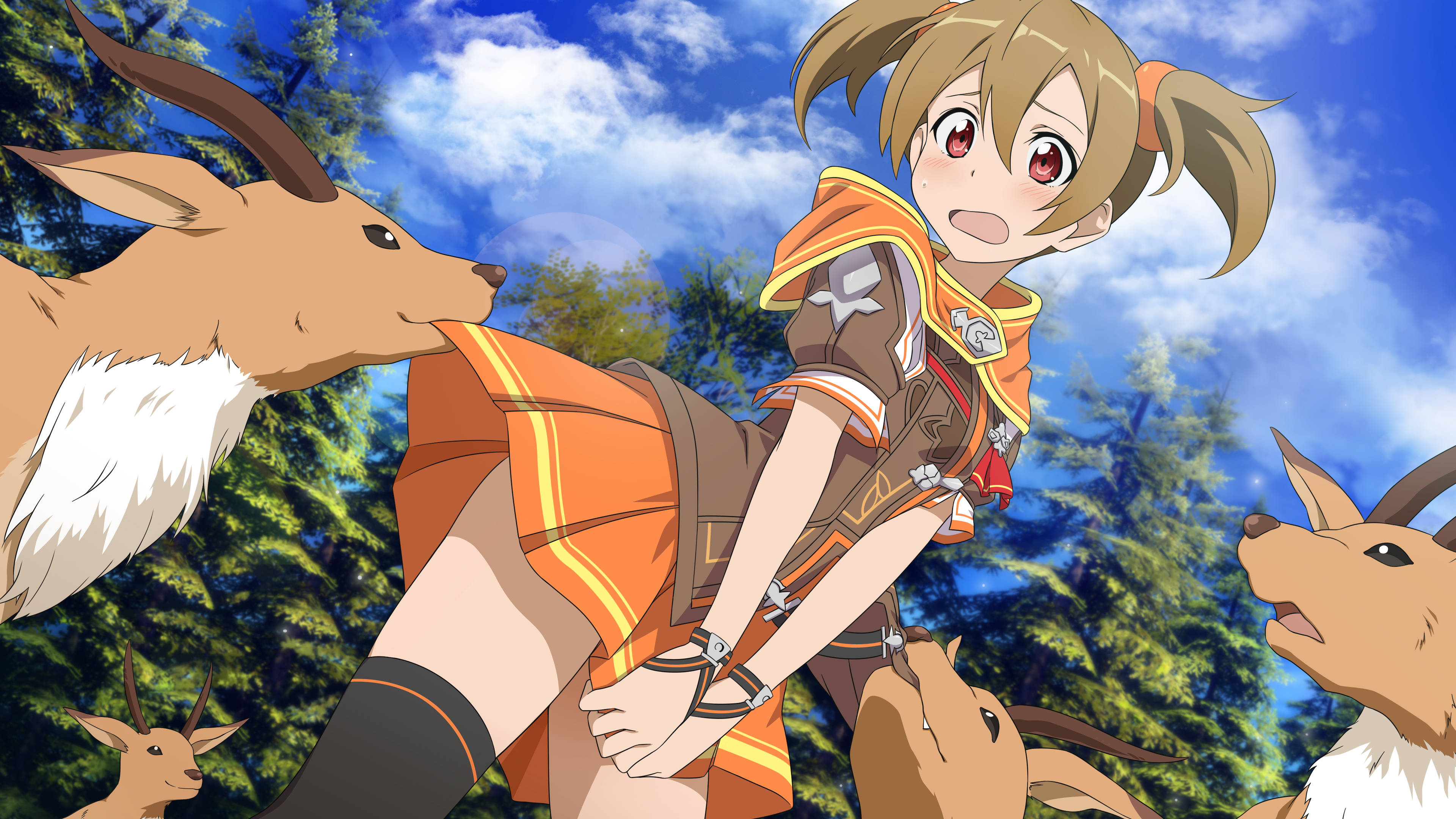 Ayano Keiko in Sword Art Online with deer HD Wallpaper