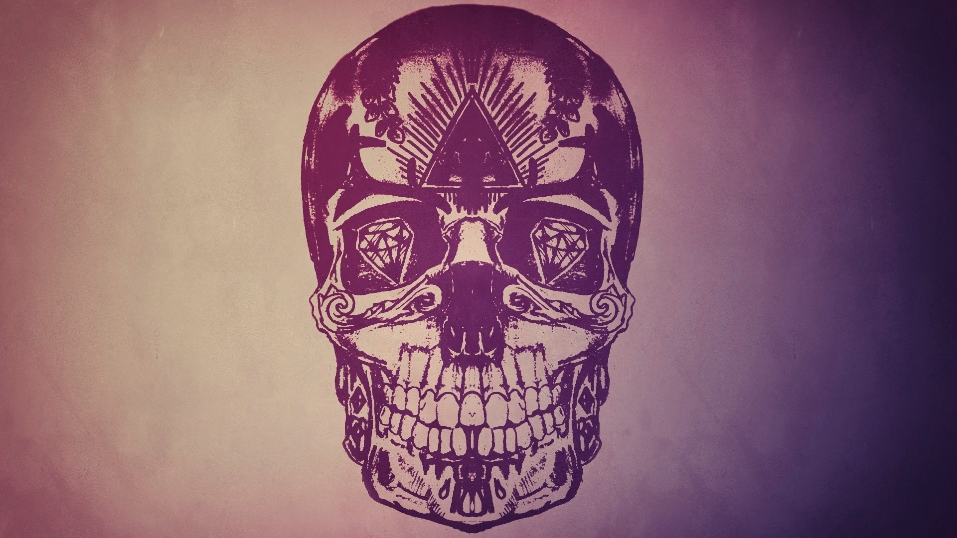 Purple skull with diamonds and triangle HD Wallpaper