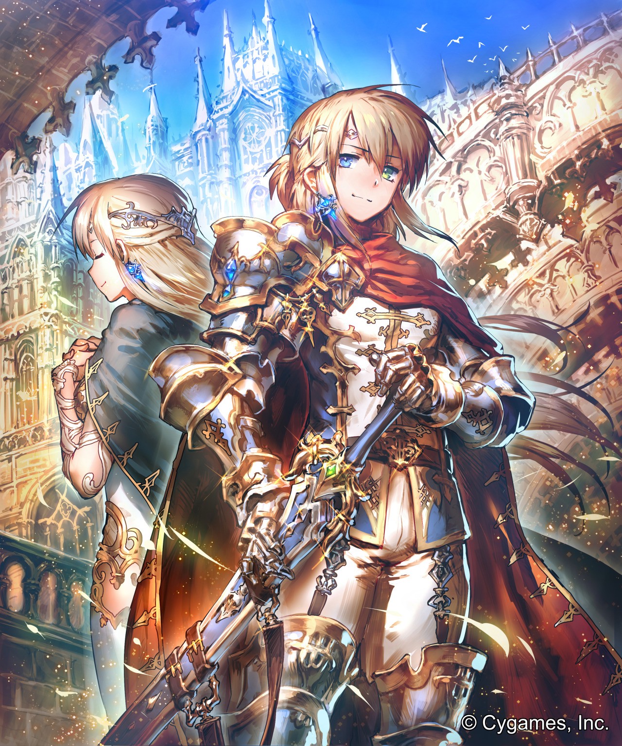 Anime knight in armor holding a sword with a castle background HD Wallpaper