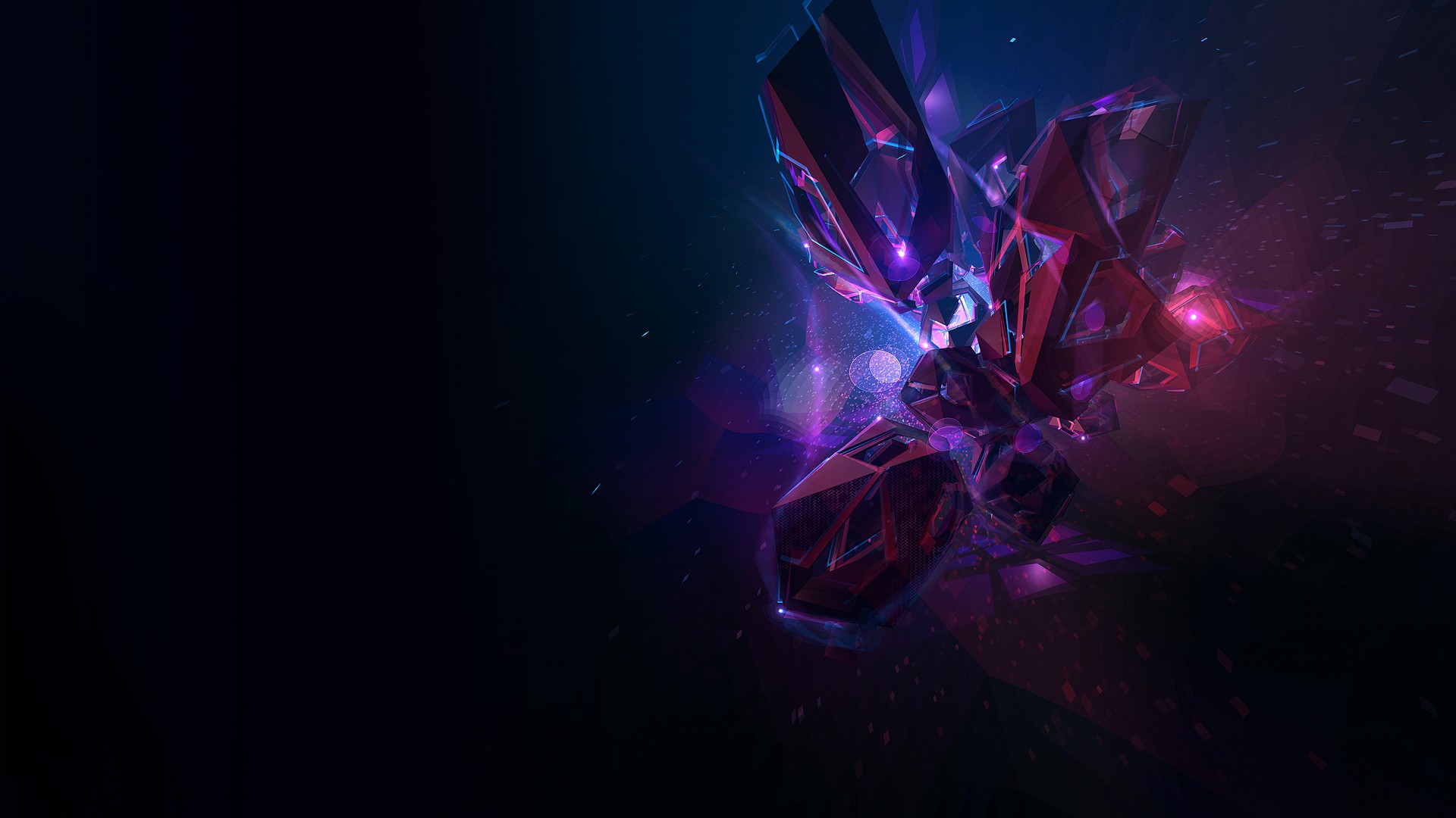 Abstract purple and red geometric shapes in space HD Wallpaper