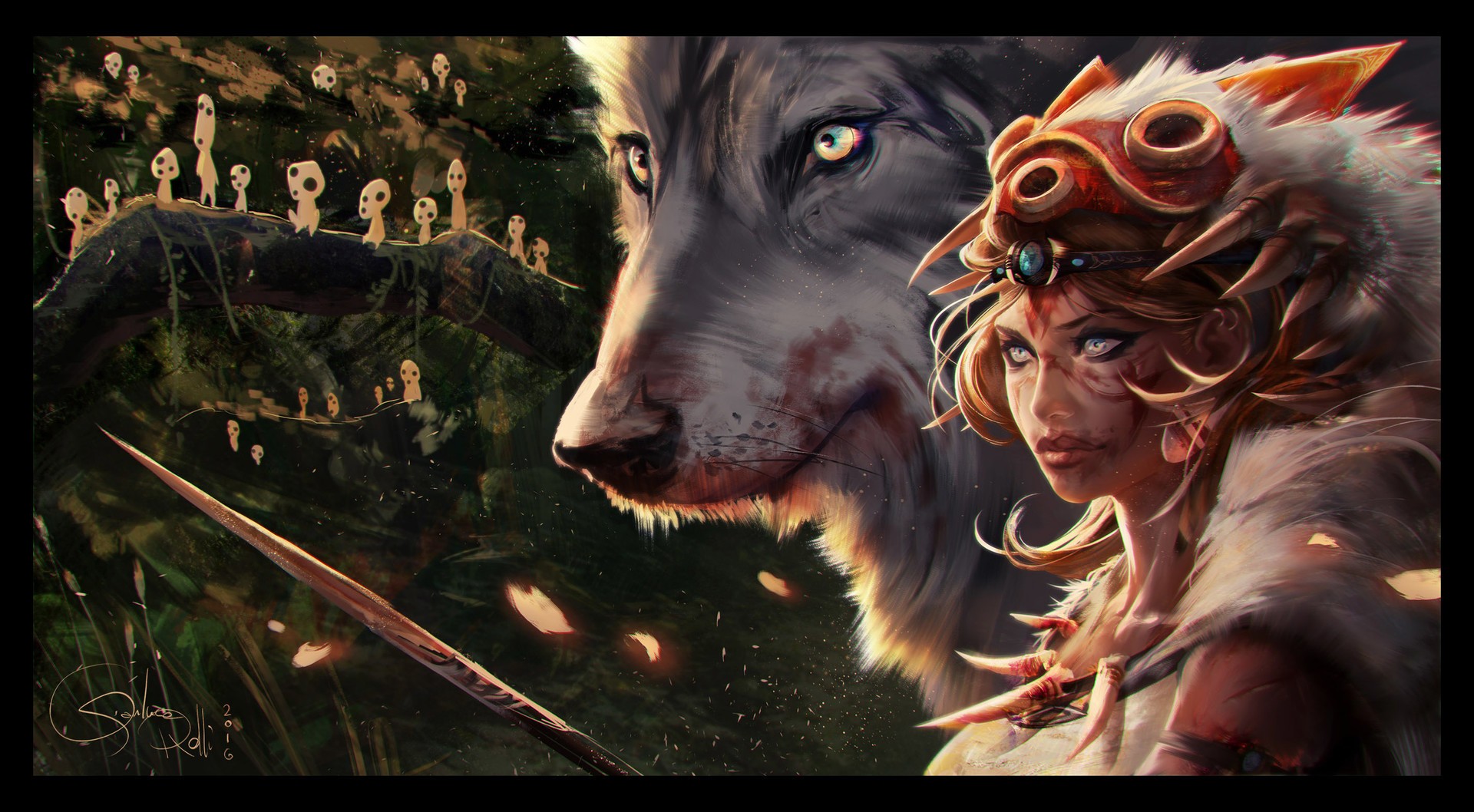Princess Mononoke and the Wolf HD Wallpaper
