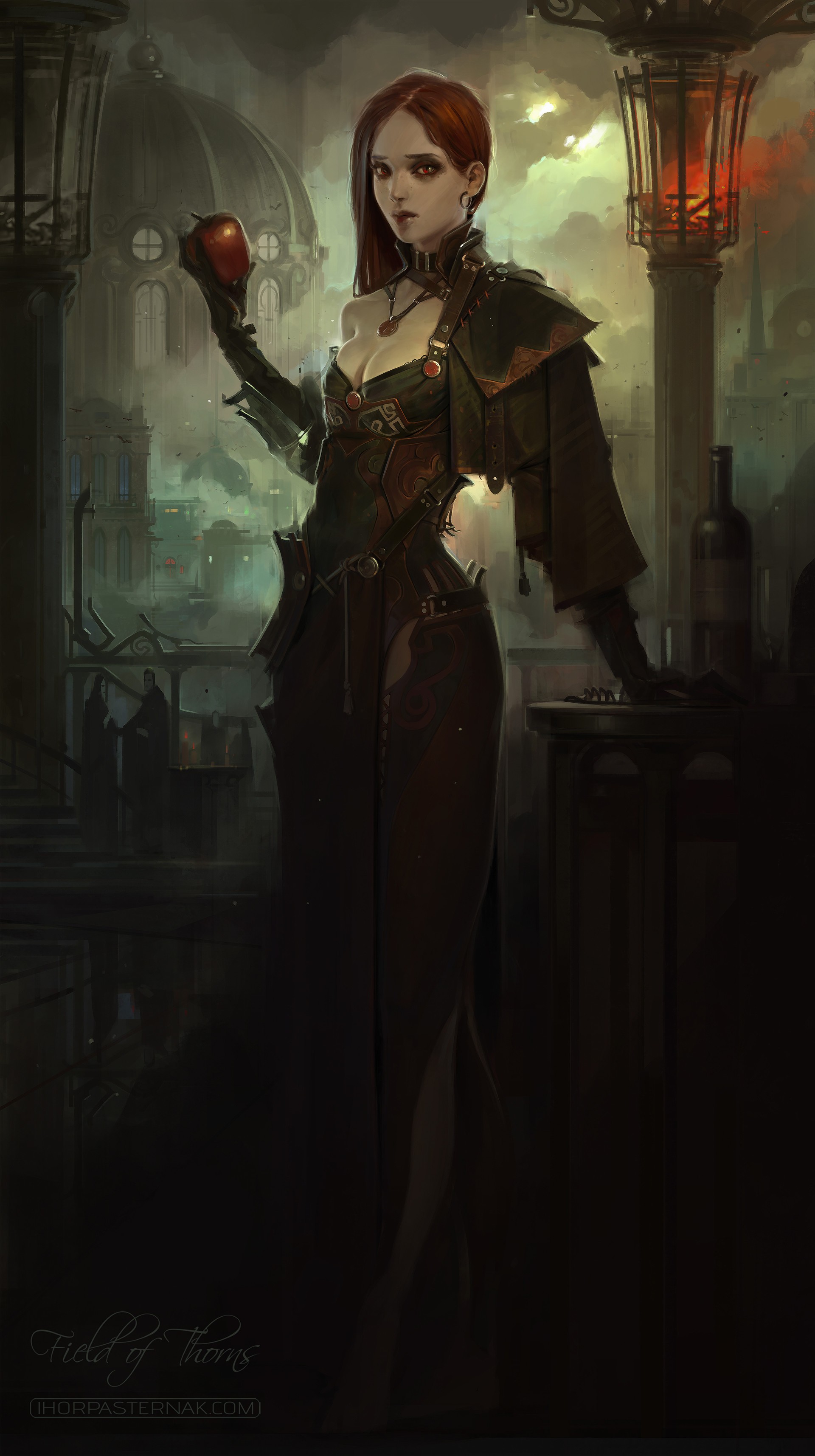 Fantasy art of a woman holding an apple HD Wallpaper