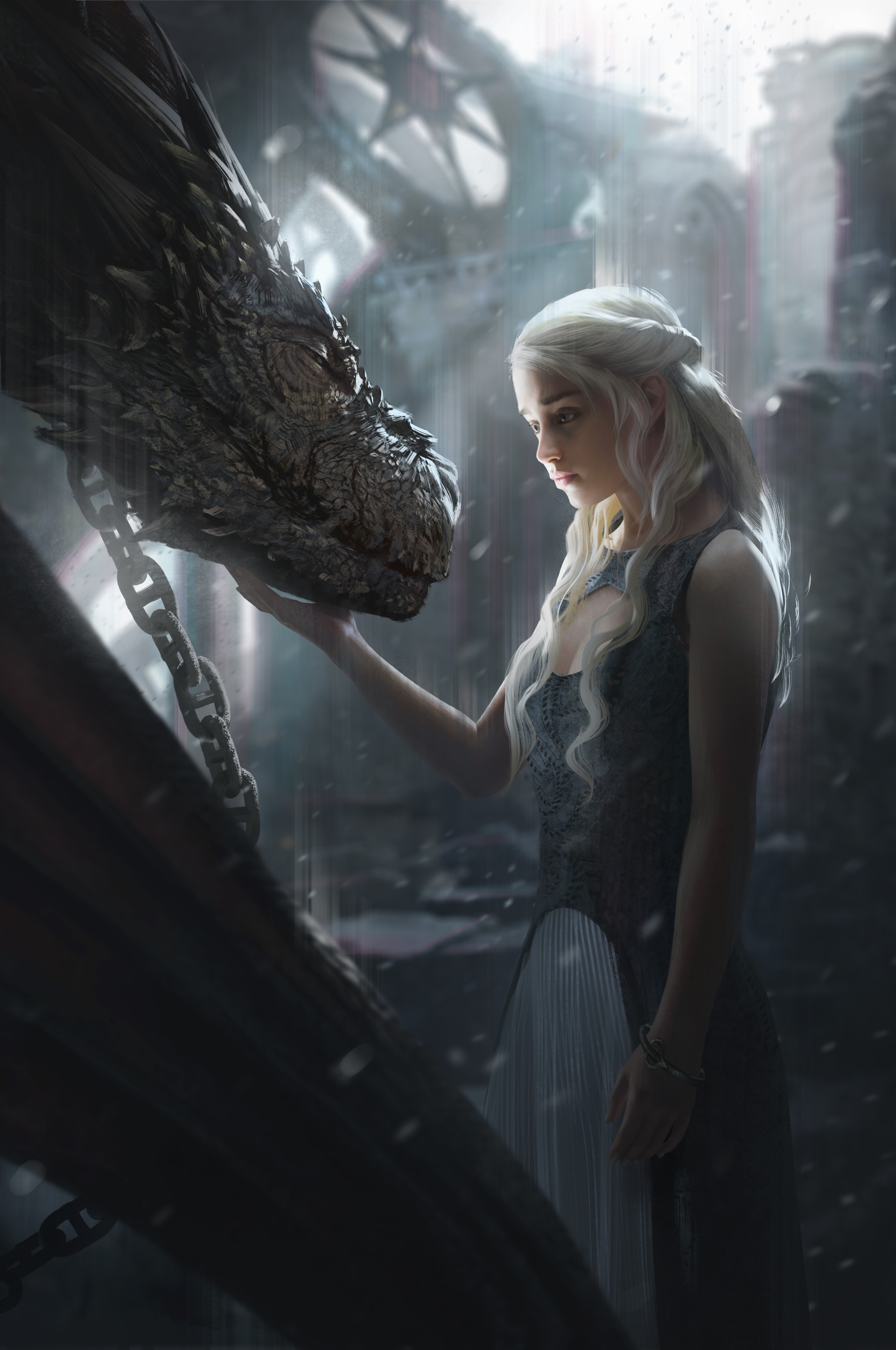 Daenerys Targaryen and her dragon HD Wallpaper