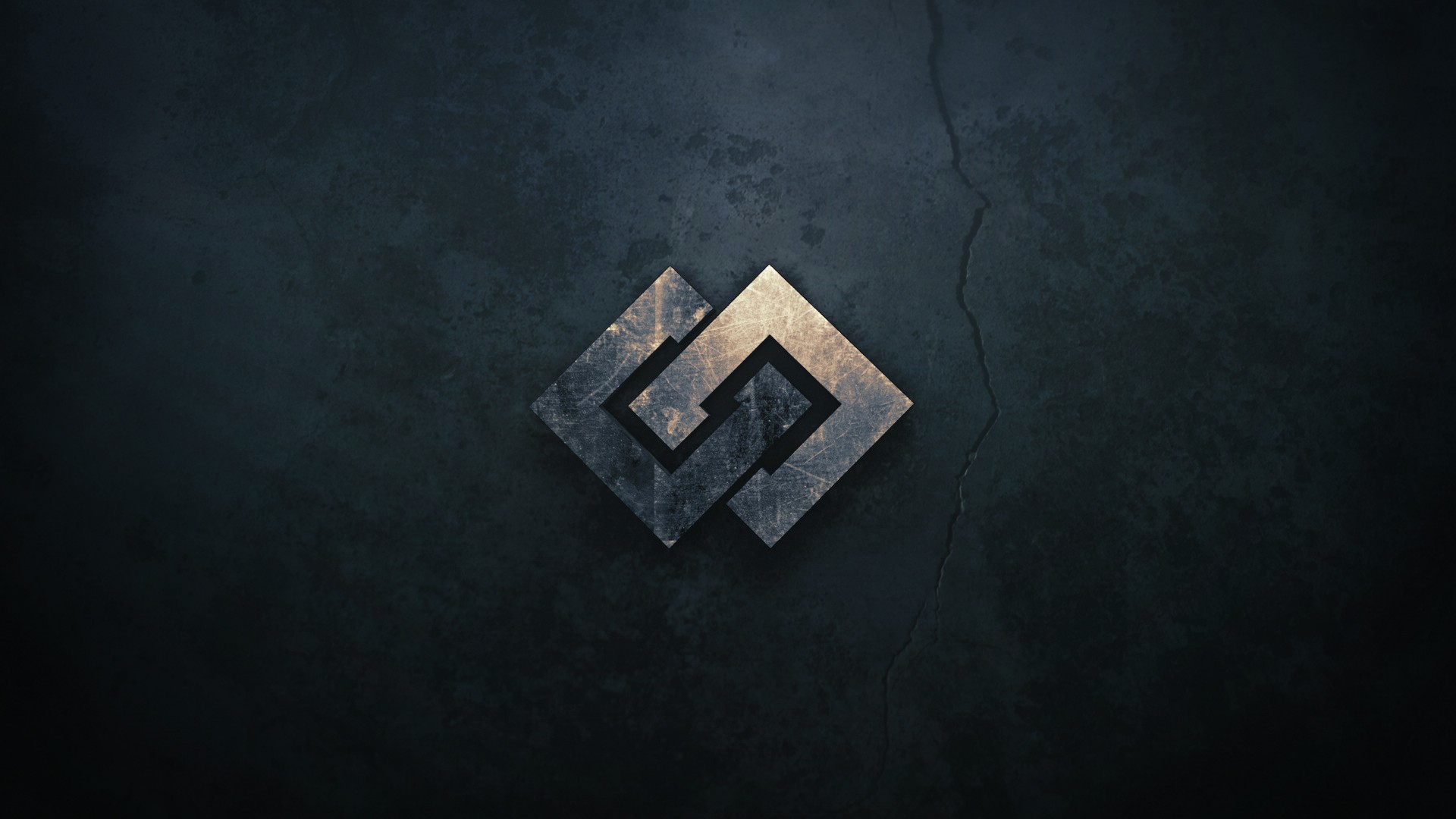 Grunge logo on a dark textured background HD Wallpaper
