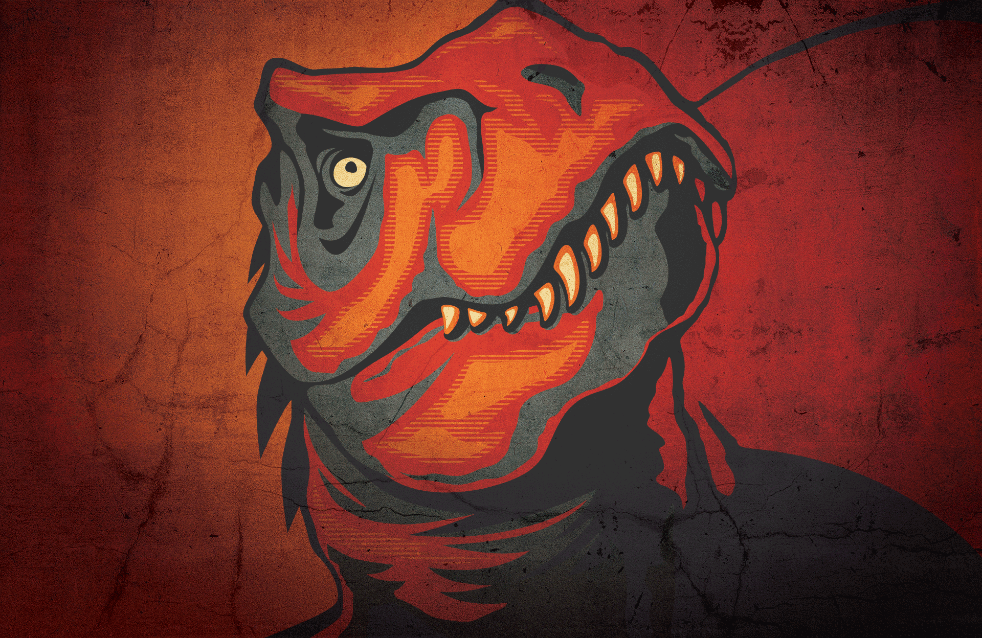 Stylized T-Rex Dinosaur Head on Textured Background HD Wallpaper