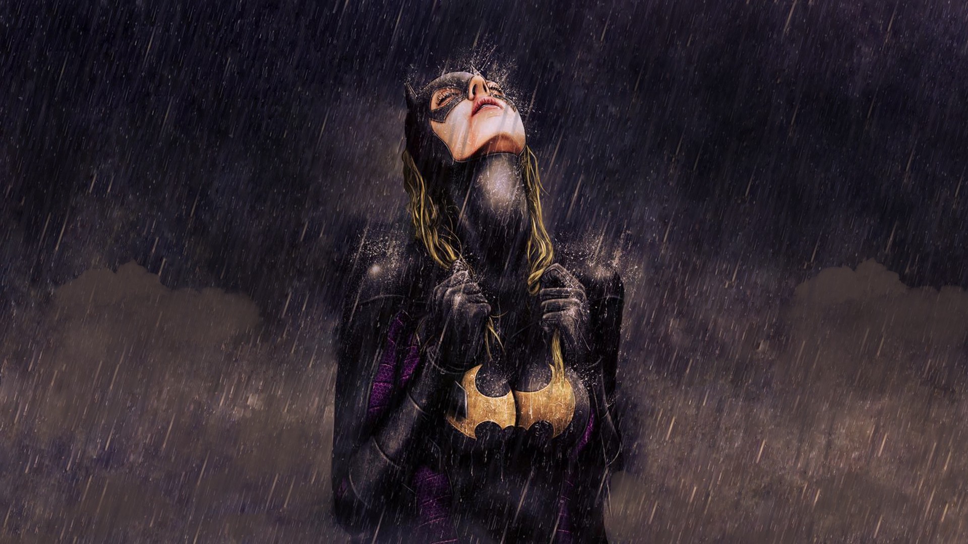 Batgirl in the rain fan art HD Wallpaper