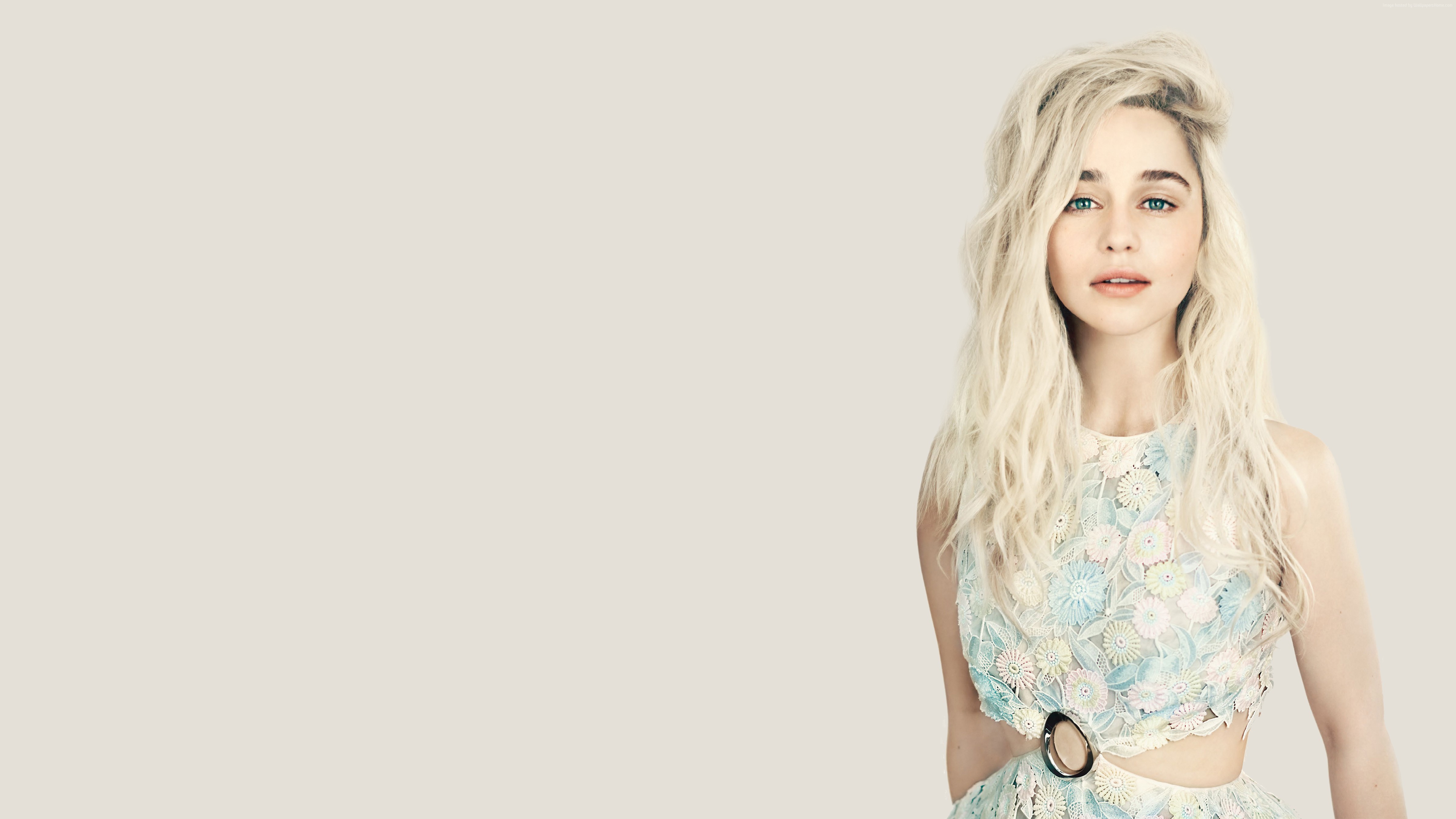 Emilia Clarke in a floral dress HD Wallpaper