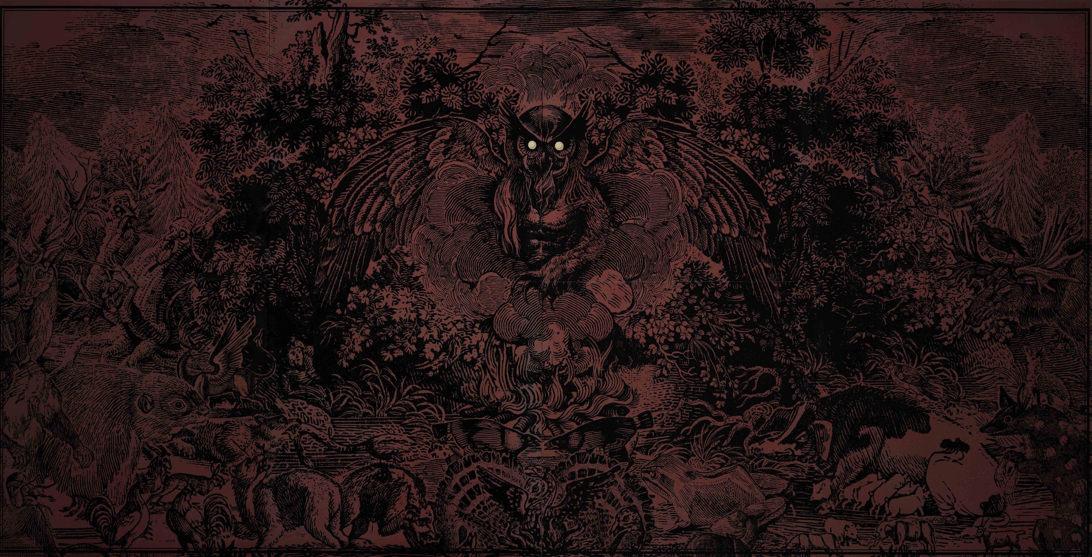 Dark fantasy artwork with animals and an owl HD Wallpaper